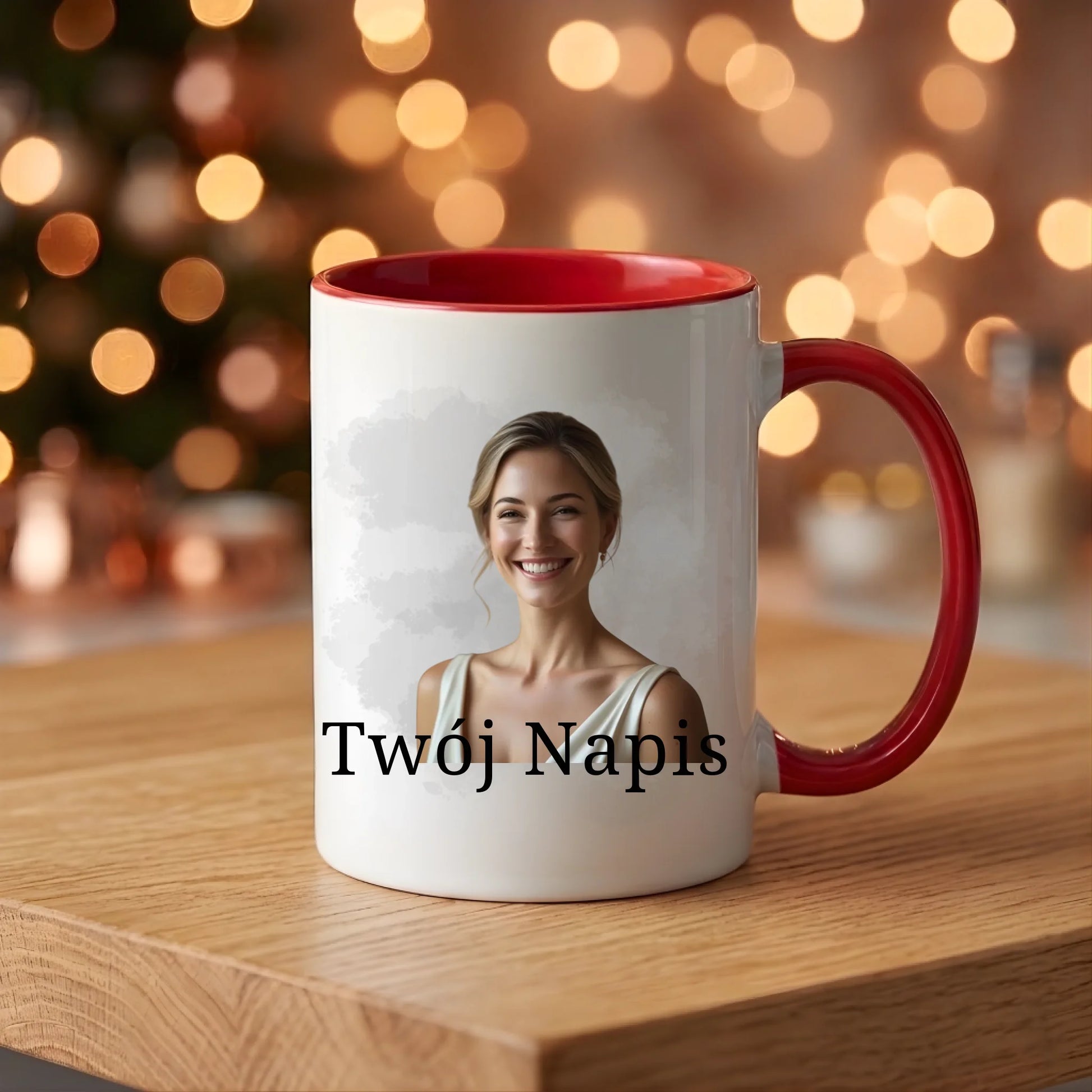 kubek z własnym nadrukiem 330ml personalizowane prezenty pl czerwony