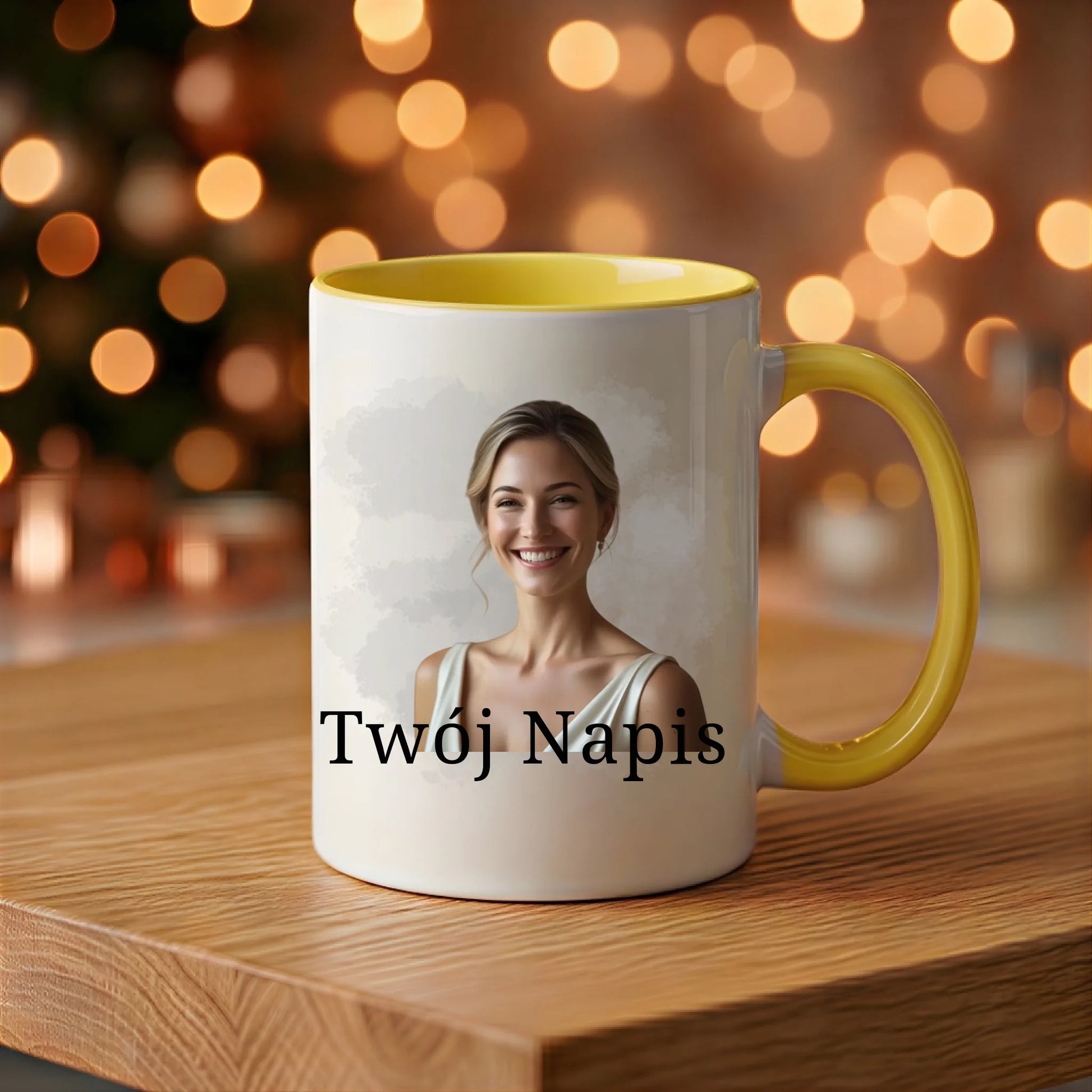 kubek z własnym nadrukiem 330ml personalizowane prezenty pl żółty
