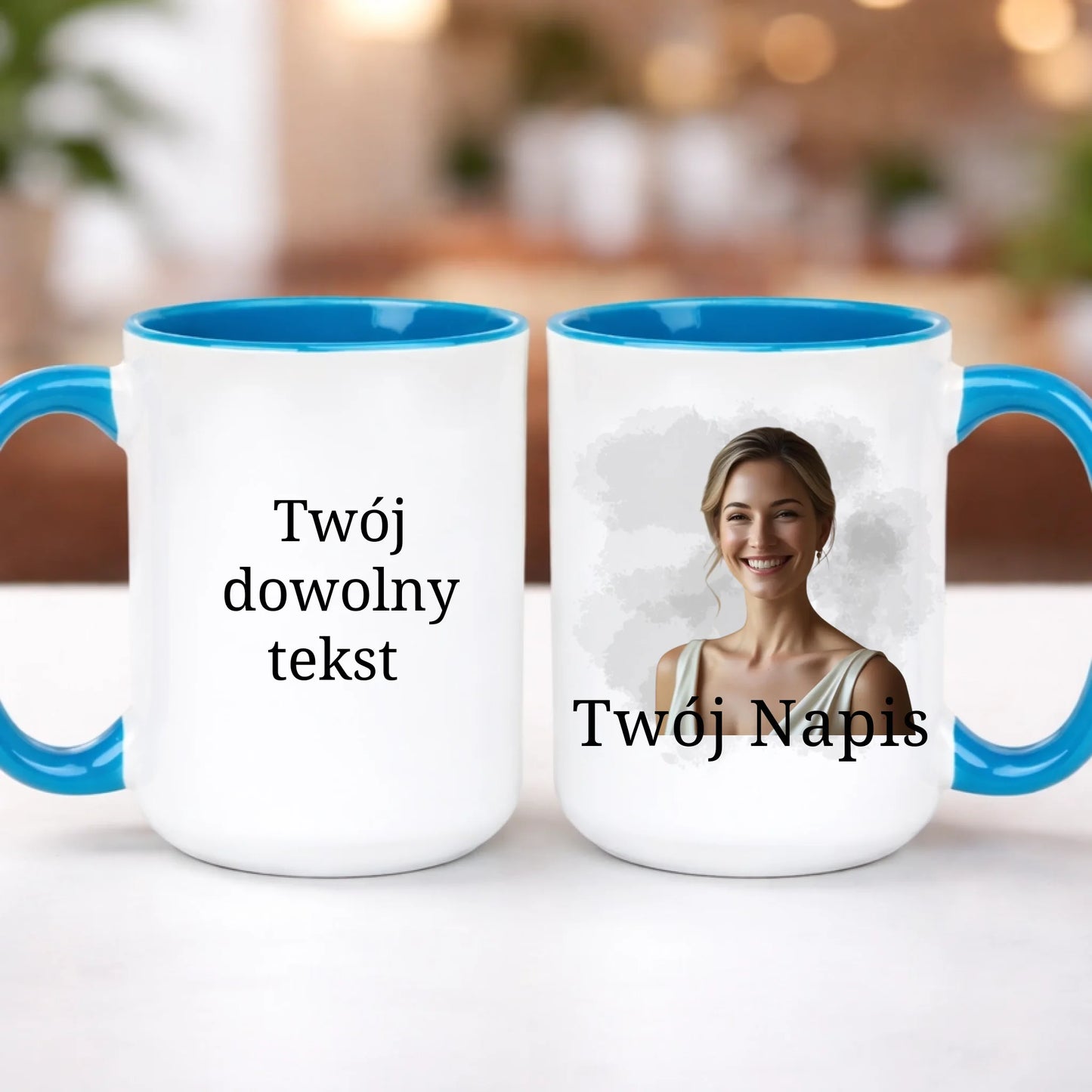 kubek z własnym nadrukiem 440ml personalizowane prezenty pl niebieski