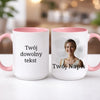 kubek z własnym nadrukiem 440ml personalizowane prezenty pl różowy