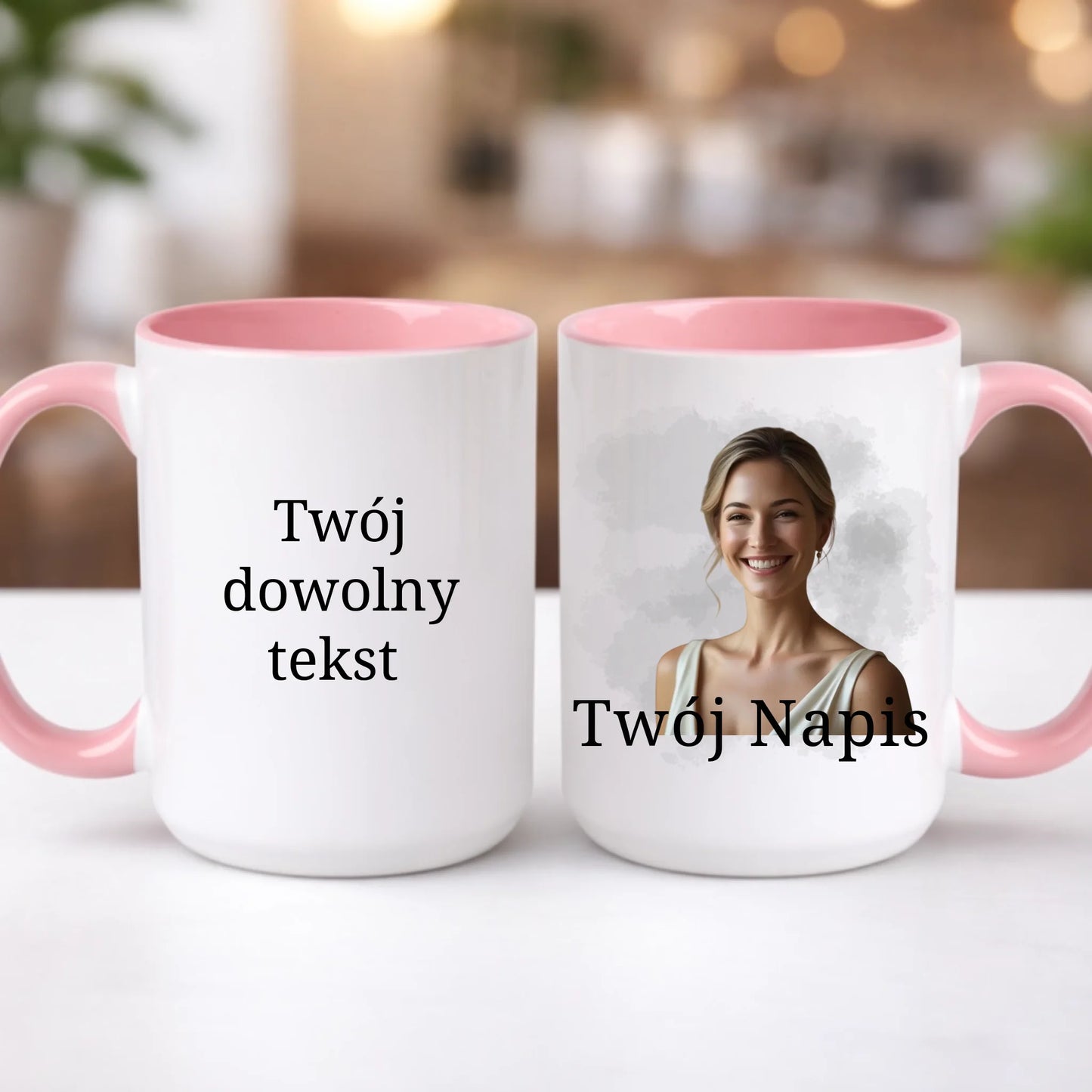 kubek z własnym nadrukiem 440ml personalizowane prezenty pl różowy