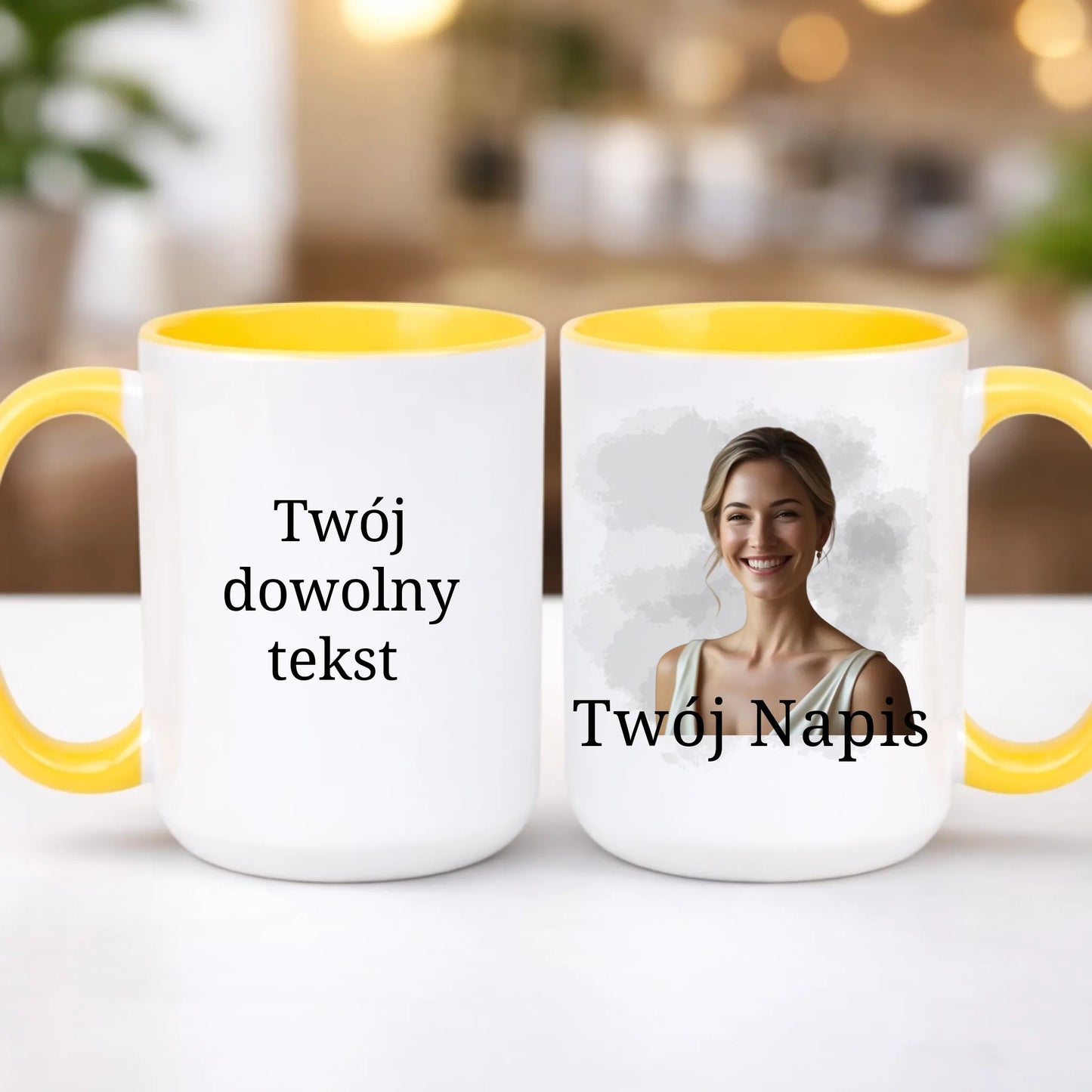 kubek z własnym nadrukiem 440ml personalizowane prezenty pl żółty