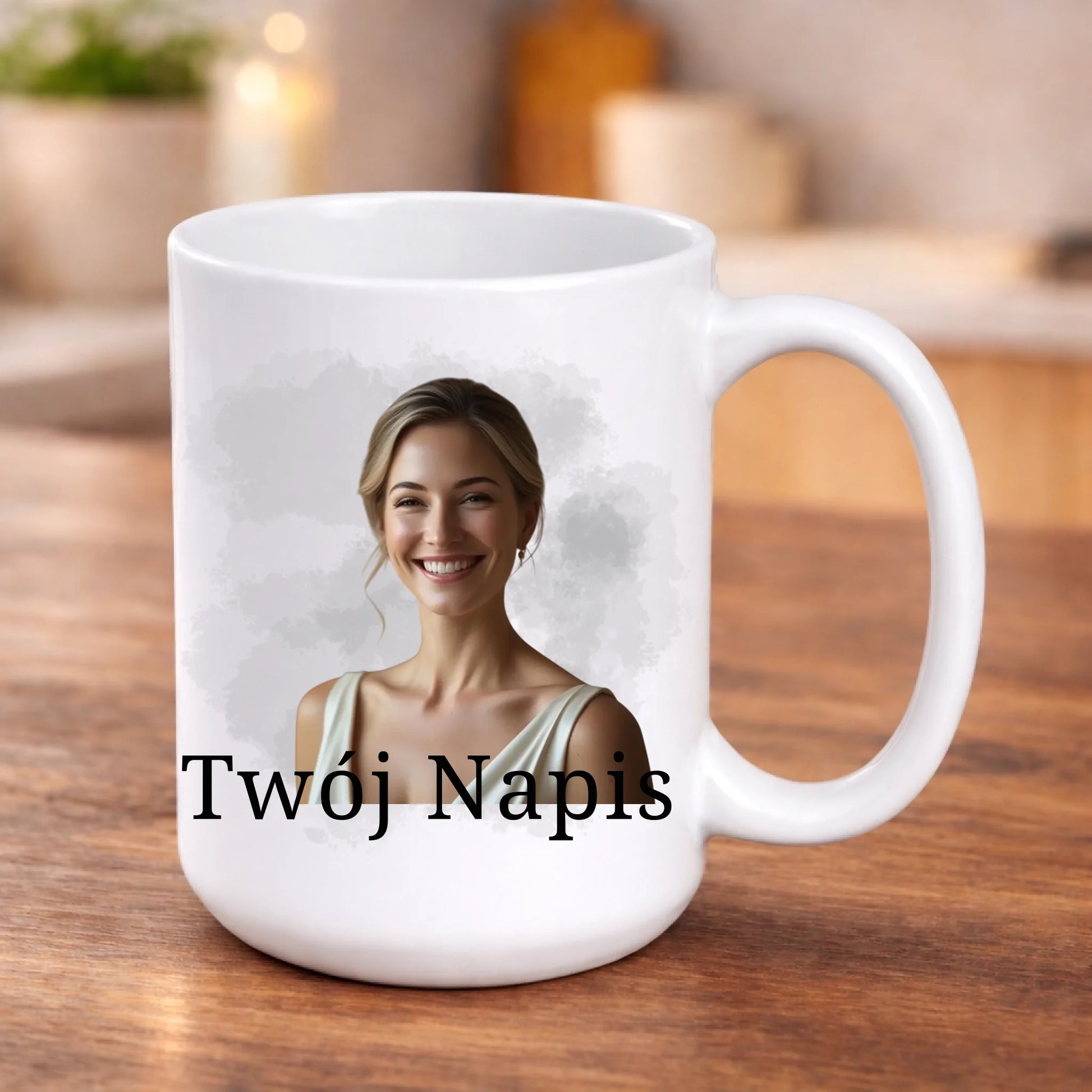 kubek z własnym nadrukiem 440ml personalizowane prezenty pl bialy