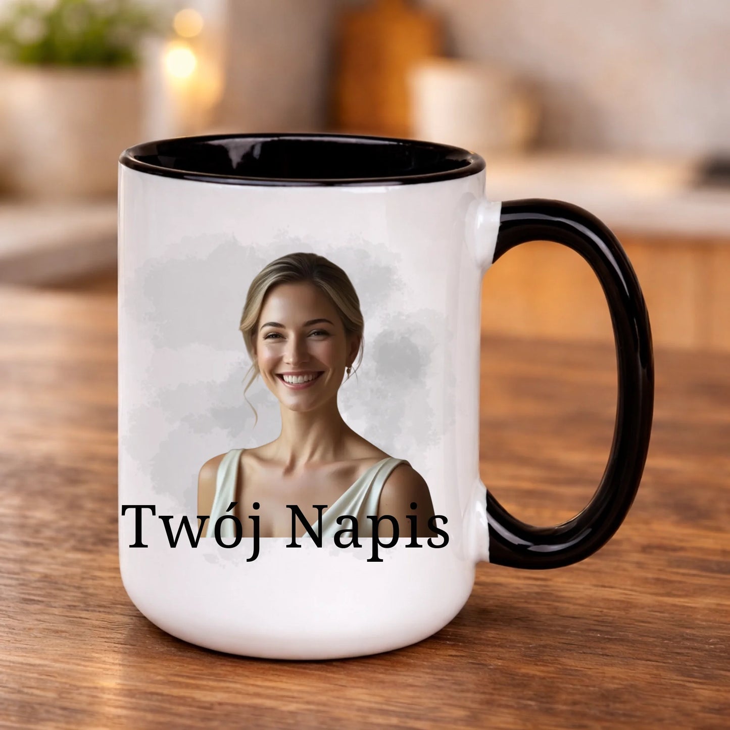 kubek z własnym nadrukiem 440ml personalizowane prezenty pl czarny