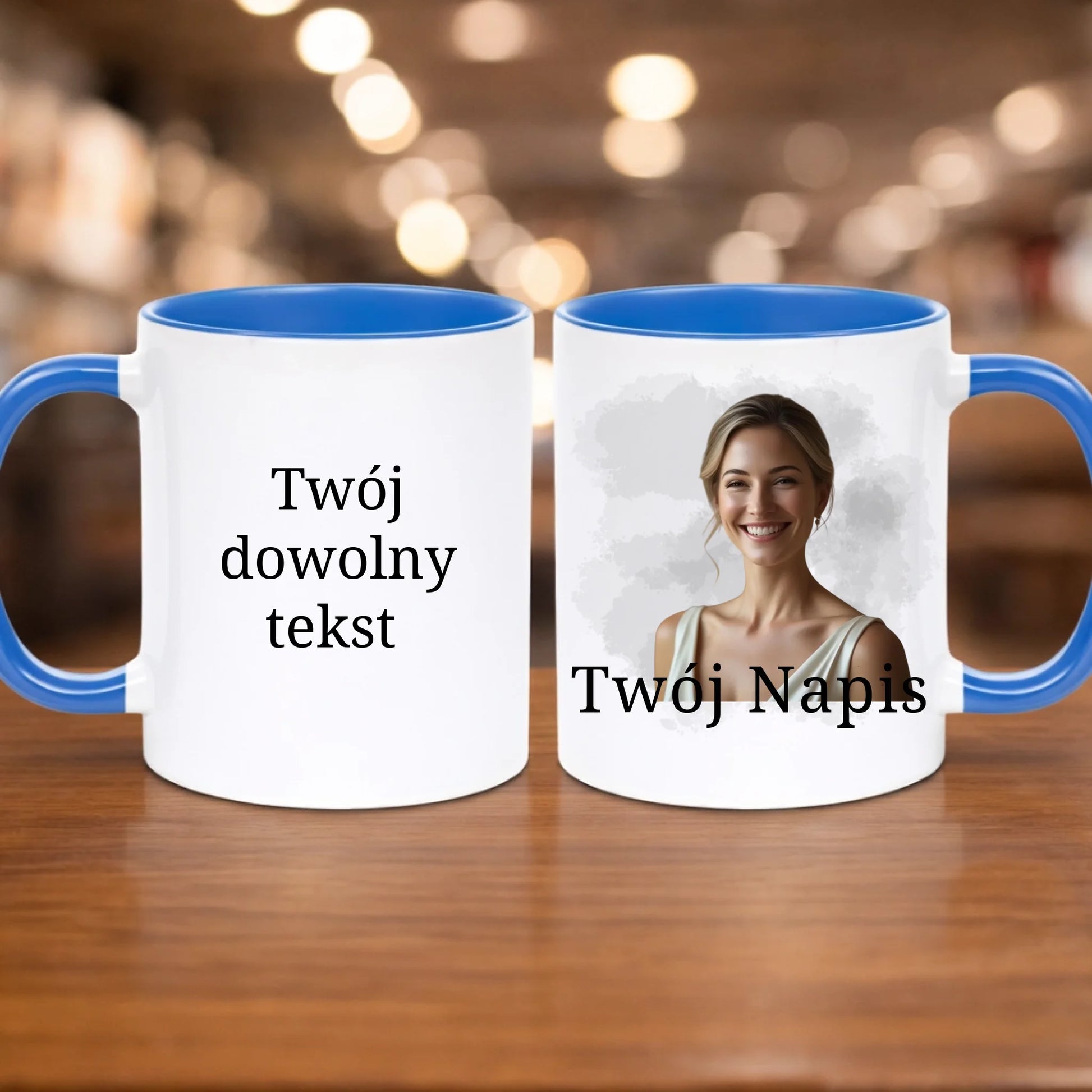 kubek z własnym nadrukiem 330ml personalizowane prezenty pl niebieski