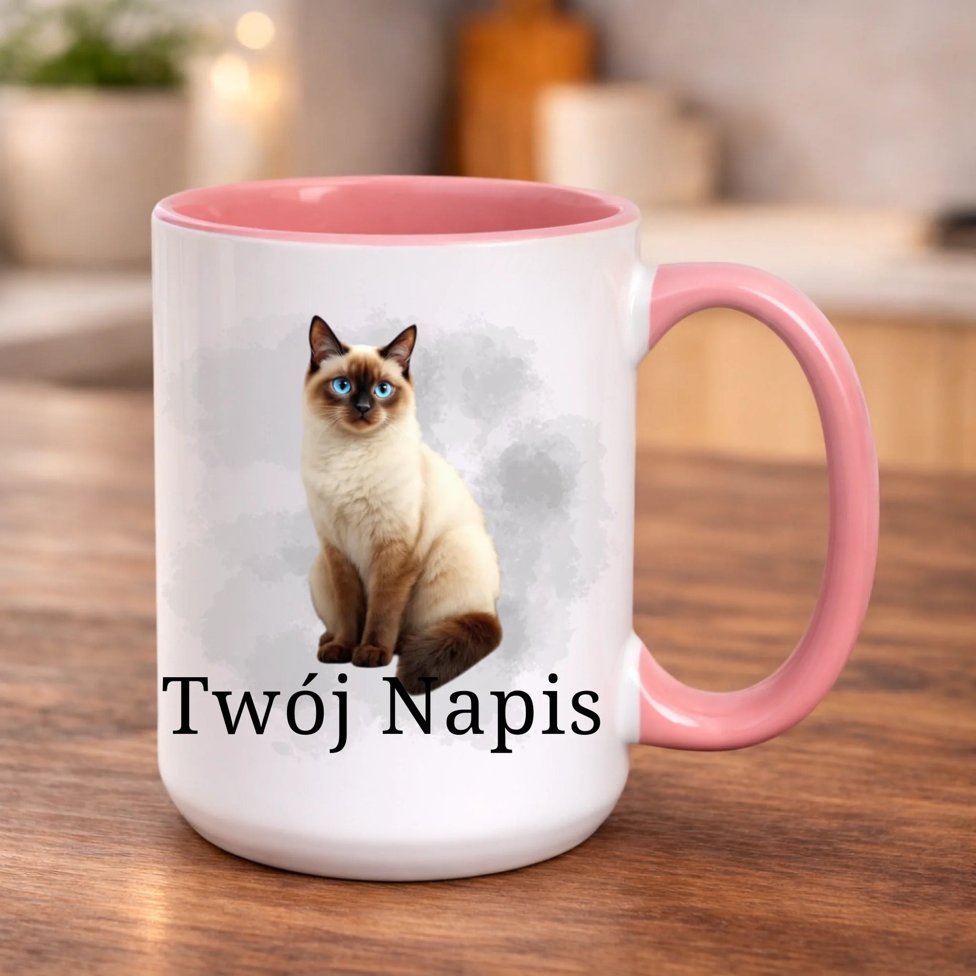 kubek z własnym nadrukiem 440ml personalizowane prezenty pl różowy