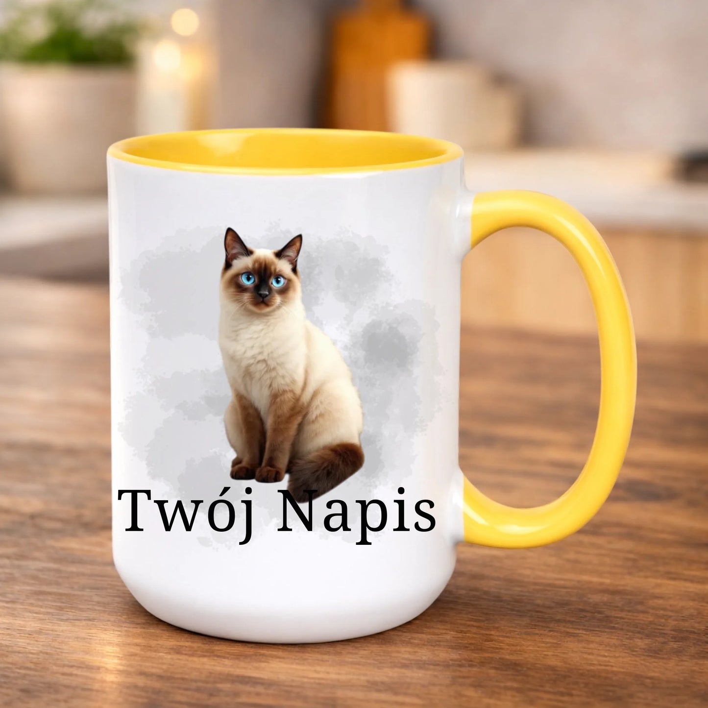 kubek z własnym nadrukiem 440ml personalizowane prezenty pl żółty