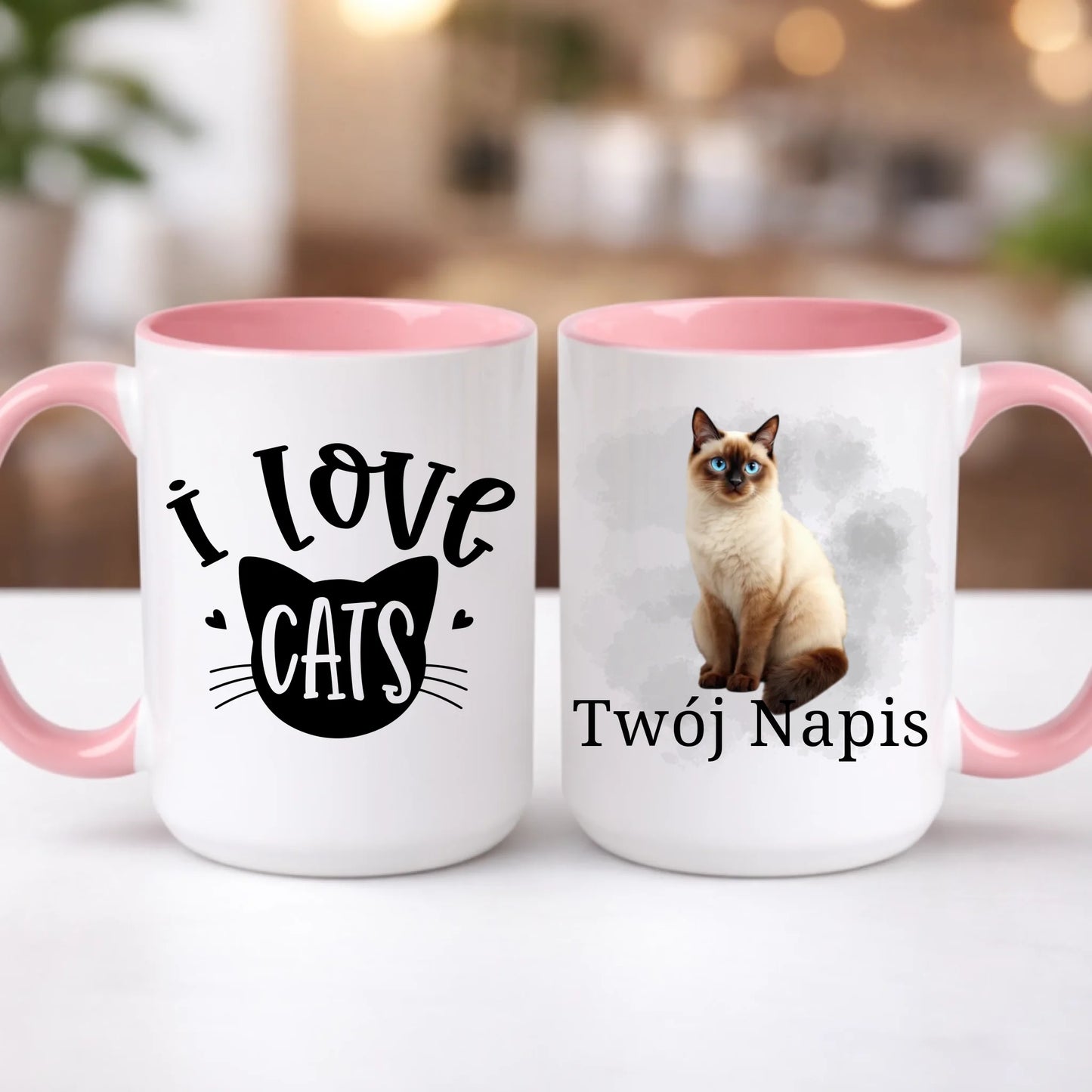 kubek z własnym nadrukiem 440ml personalizowane prezenty pl różowy