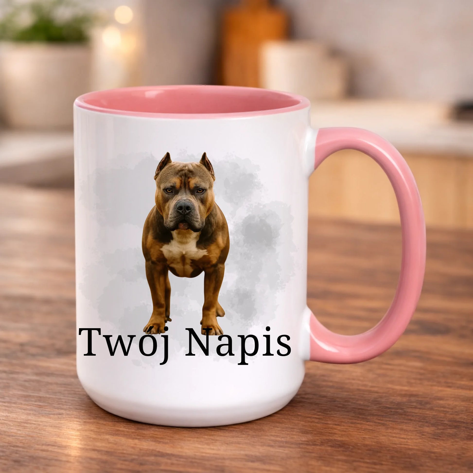 kubek z własnym nadrukiem 440ml personalizowane prezenty pl różowy