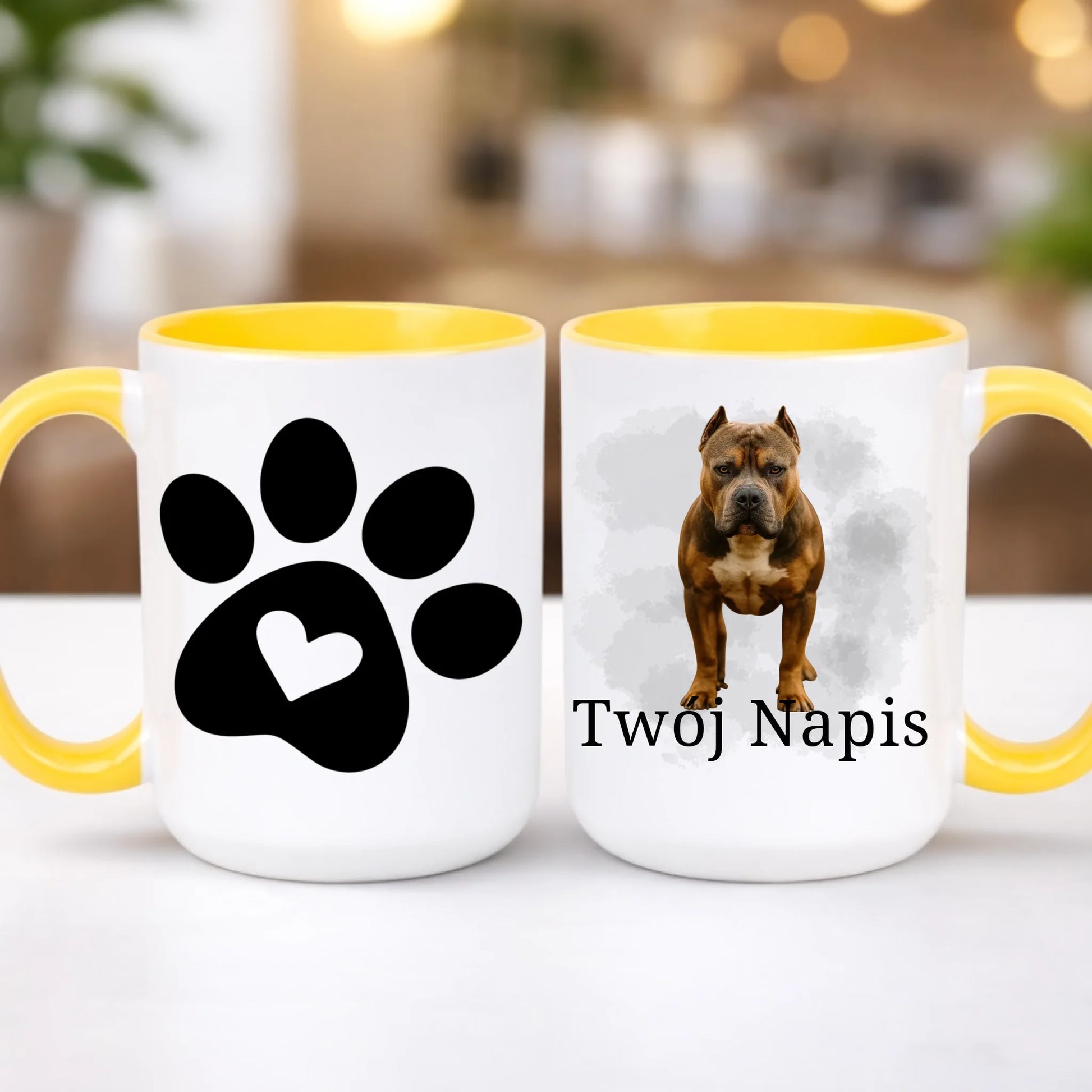 kubek z własnym nadrukiem 440ml personalizowane prezenty pl żółty