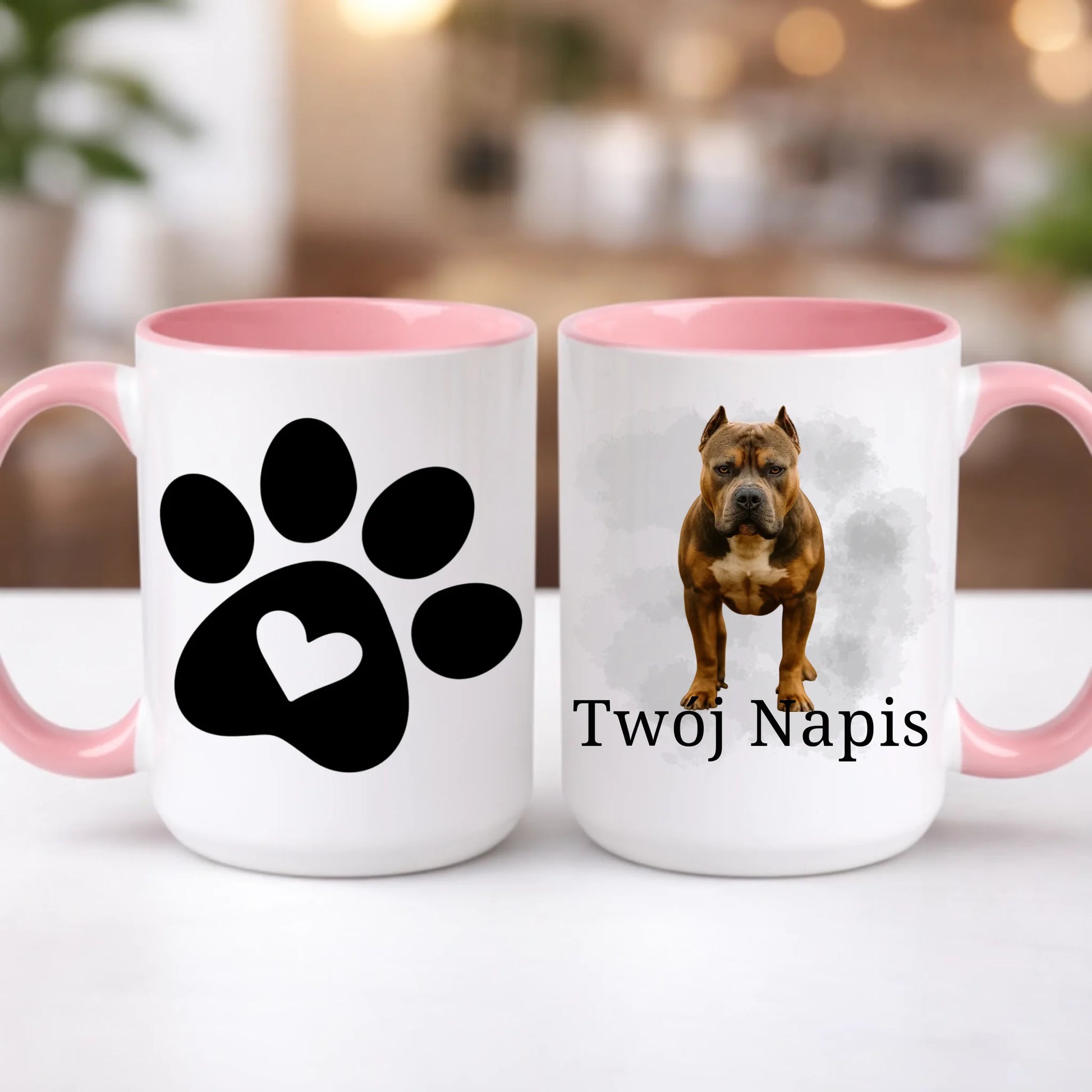 kubek z własnym nadrukiem 440ml personalizowane prezenty pl różowy