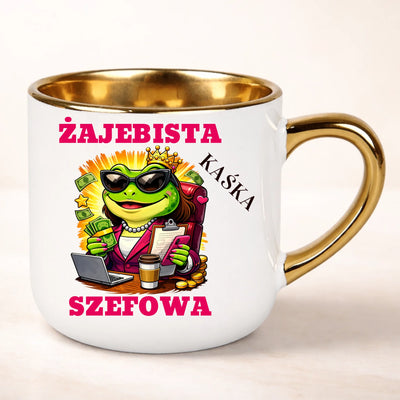 Śmieszny kubek na prezent Żajebista szefowa do pracy z imieniem