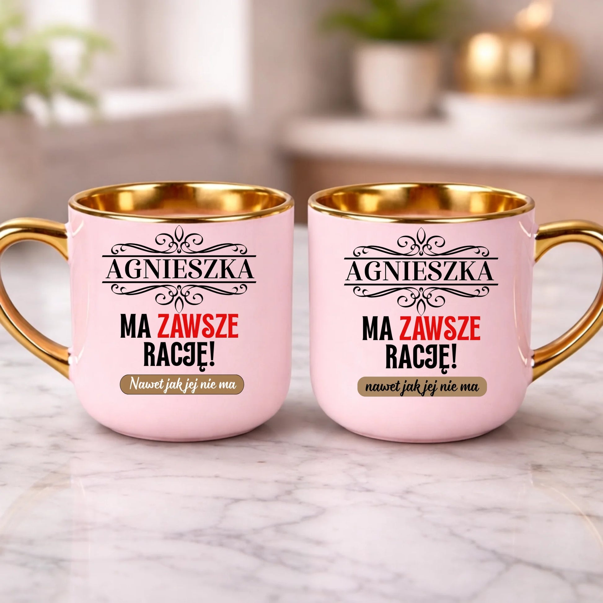 kubek z własnym nadrukiem 400ml personalizowane prezenty pl różowy