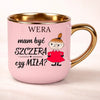 Kubek Mała Mi Elegant 400 ml z napisem „Mam być szczera czy miła”