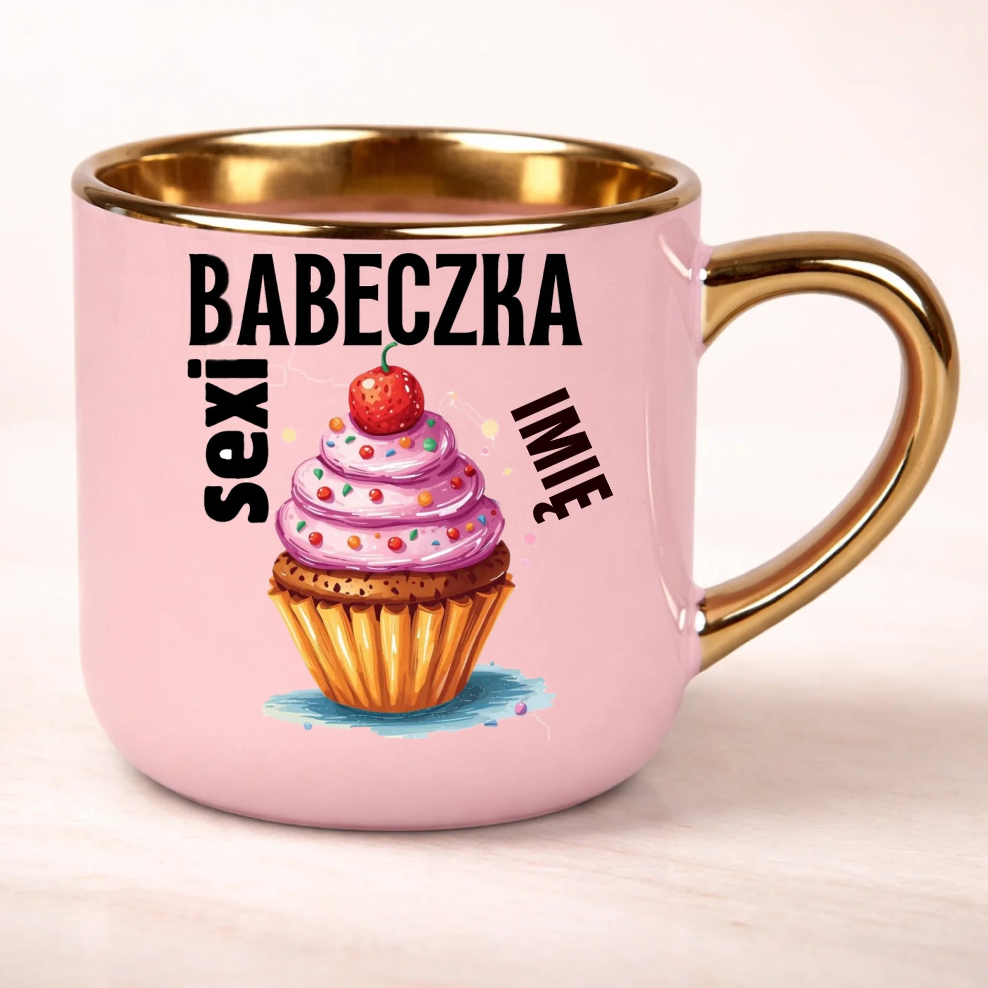 kubek personalizowany z nadrukiem 400ml rozowy
