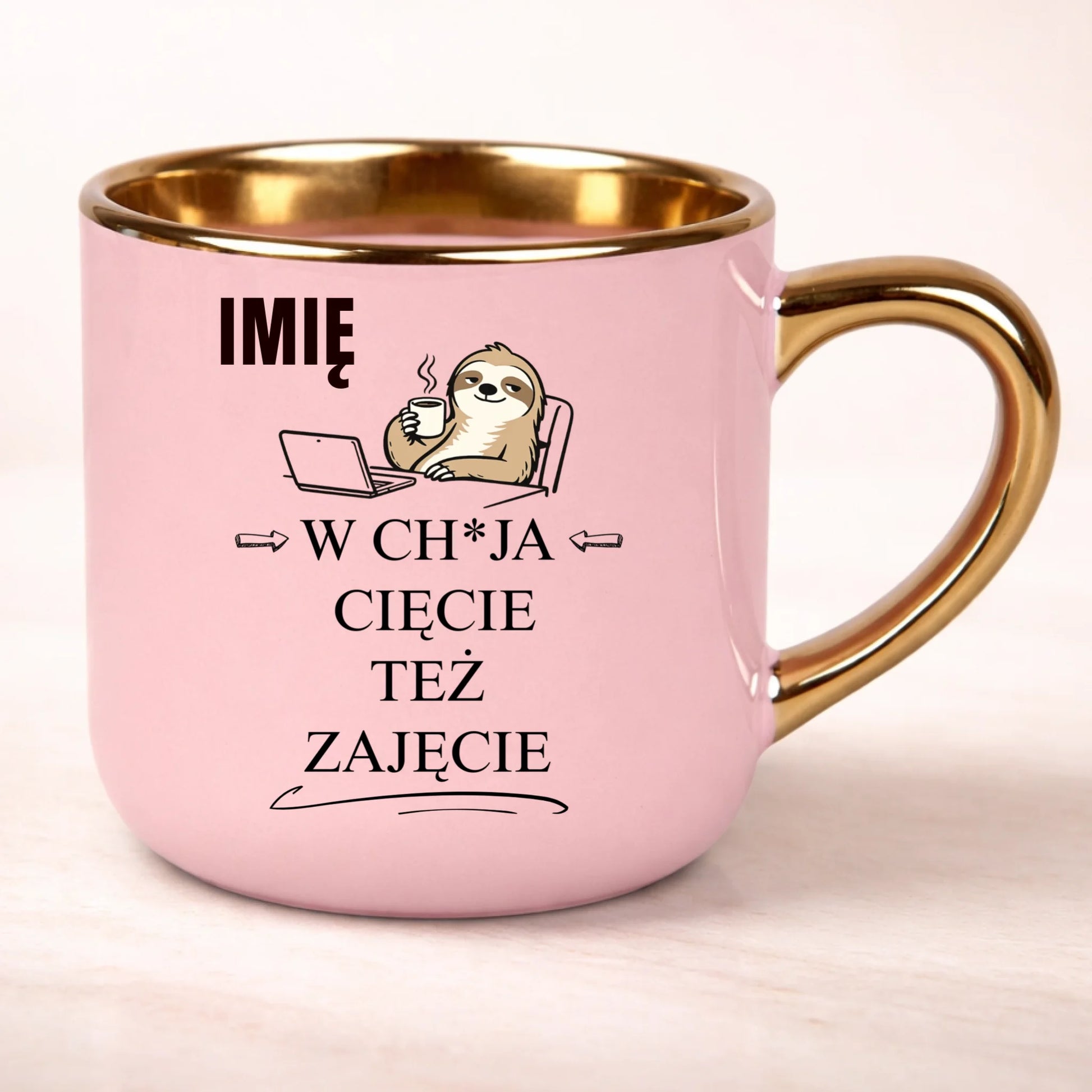 kubek personalizowany z nadrukiem 400ml rozowy