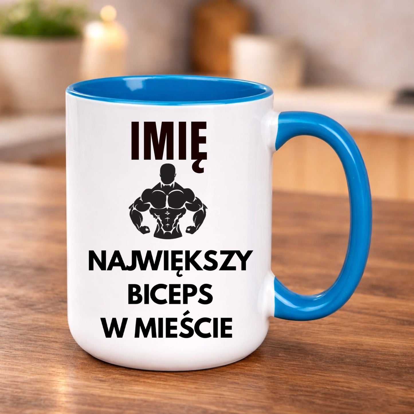 kubek z własnym nadrukiem 440ml personalizowane prezenty pl niebieski
