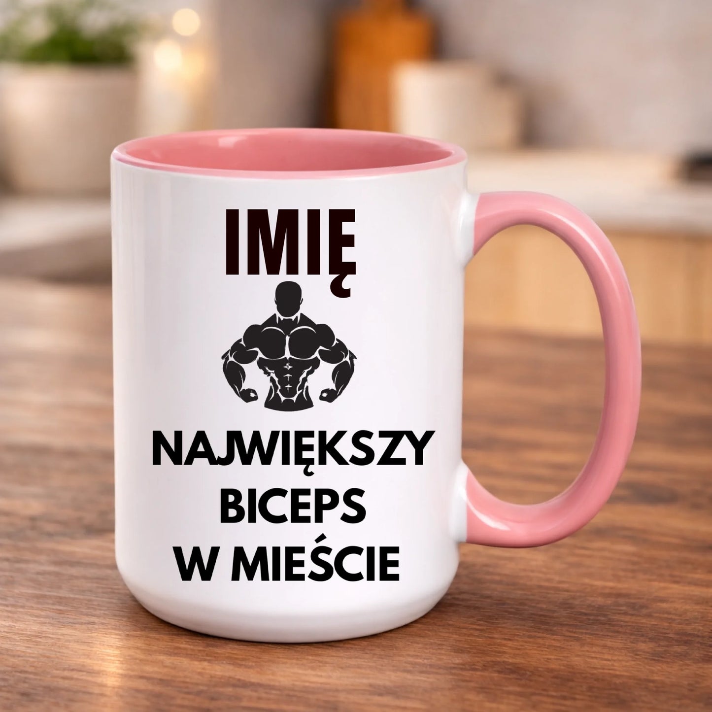 kubek z własnym nadrukiem 440ml personalizowane prezenty pl różowy