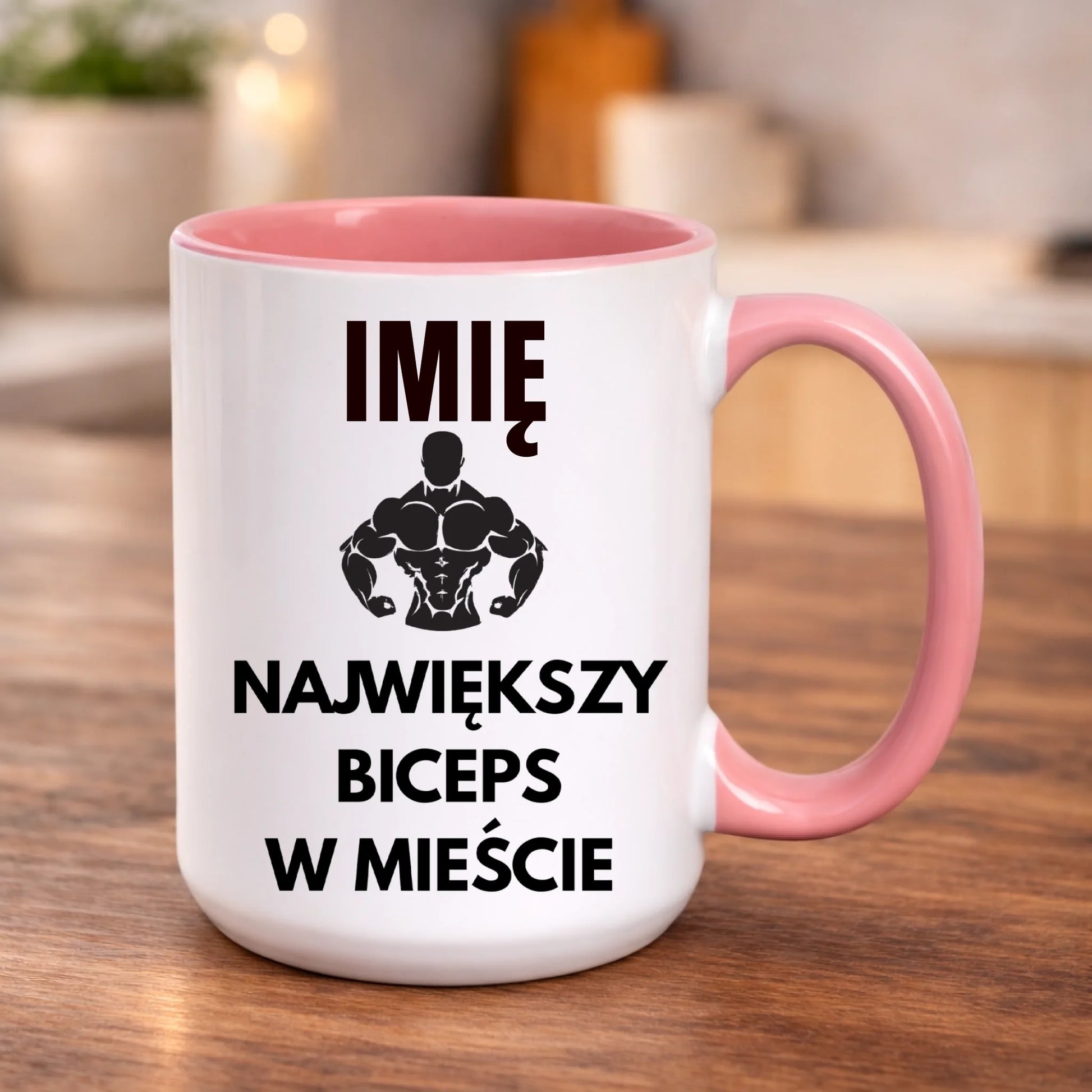 kubek z własnym nadrukiem 440ml personalizowane prezenty pl różowy