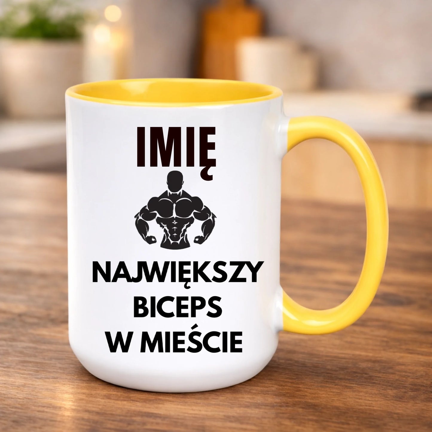 kubek z własnym nadrukiem 440ml personalizowane prezenty pl żółty