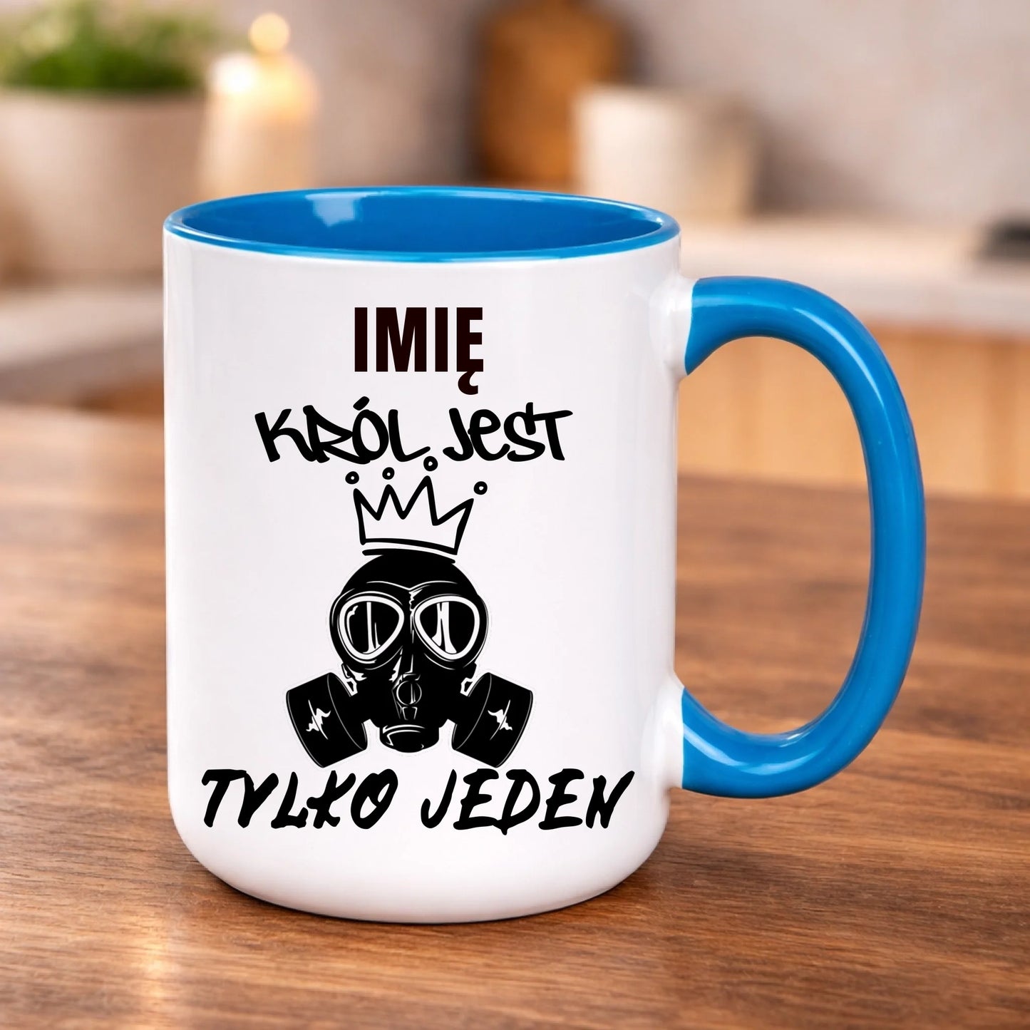 kubek z własnym nadrukiem 440ml personalizowane prezenty pl niebieski