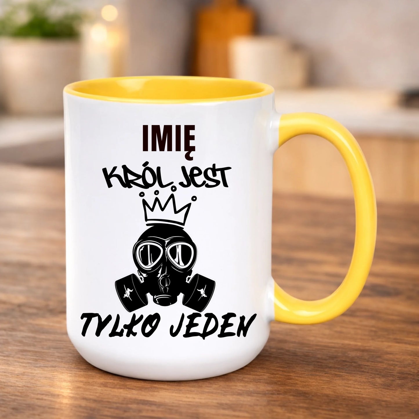 kubek z własnym nadrukiem 440ml personalizowane prezenty pl żółty