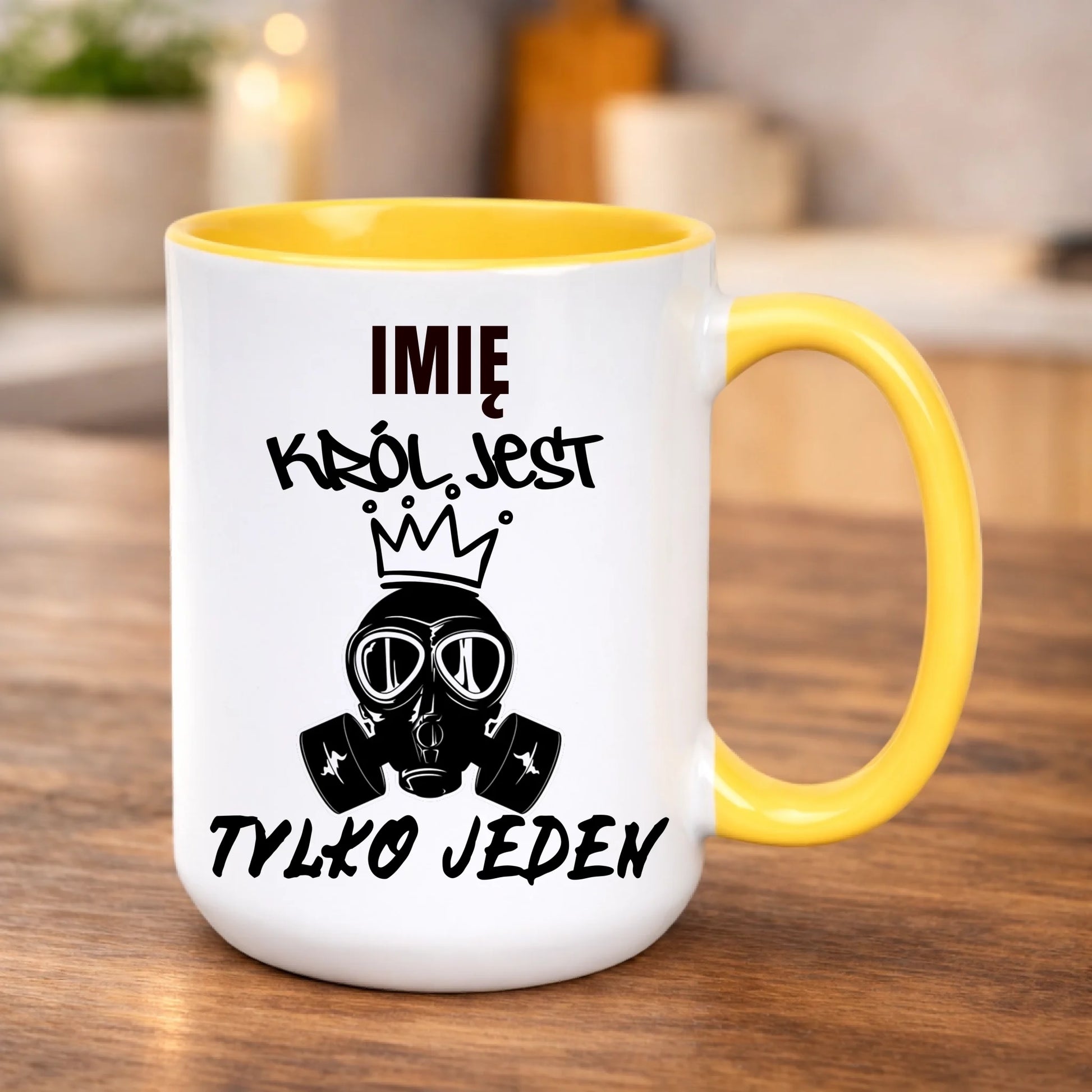 kubek z własnym nadrukiem 440ml personalizowane prezenty pl żółty