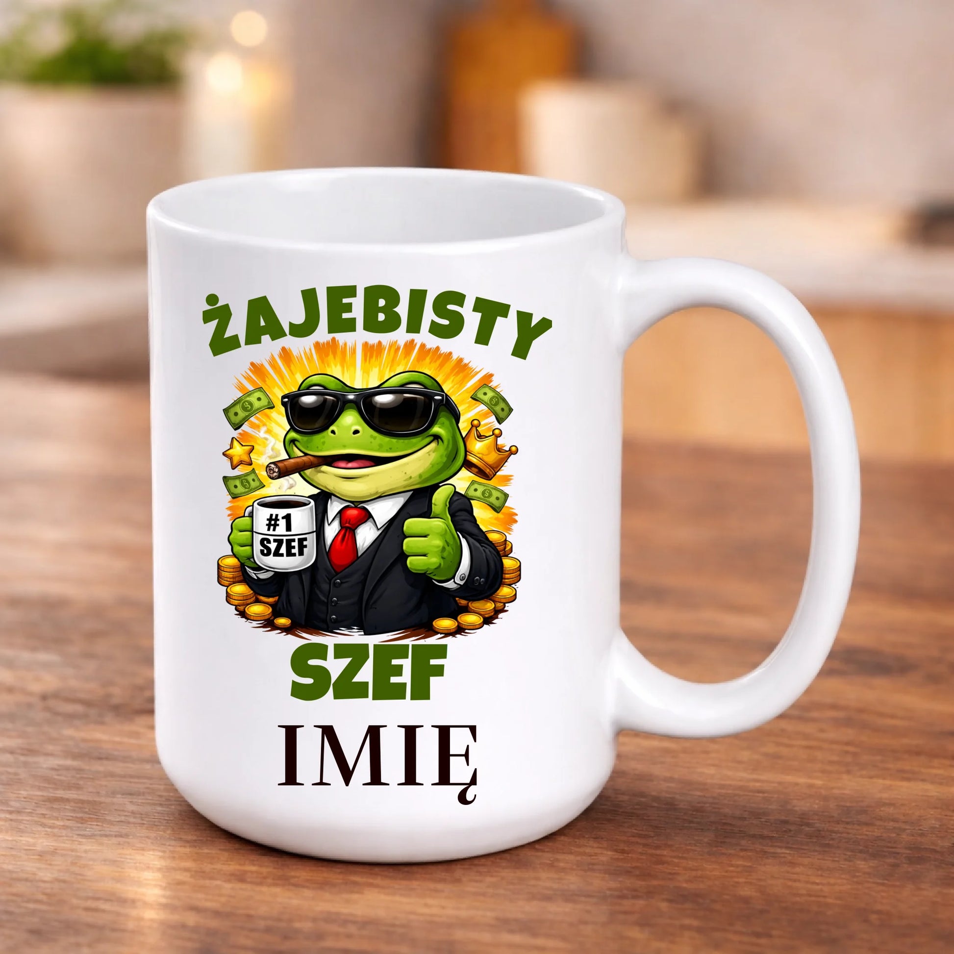 kubek z własnym nadrukiem 440ml personalizowane prezenty pl bialy