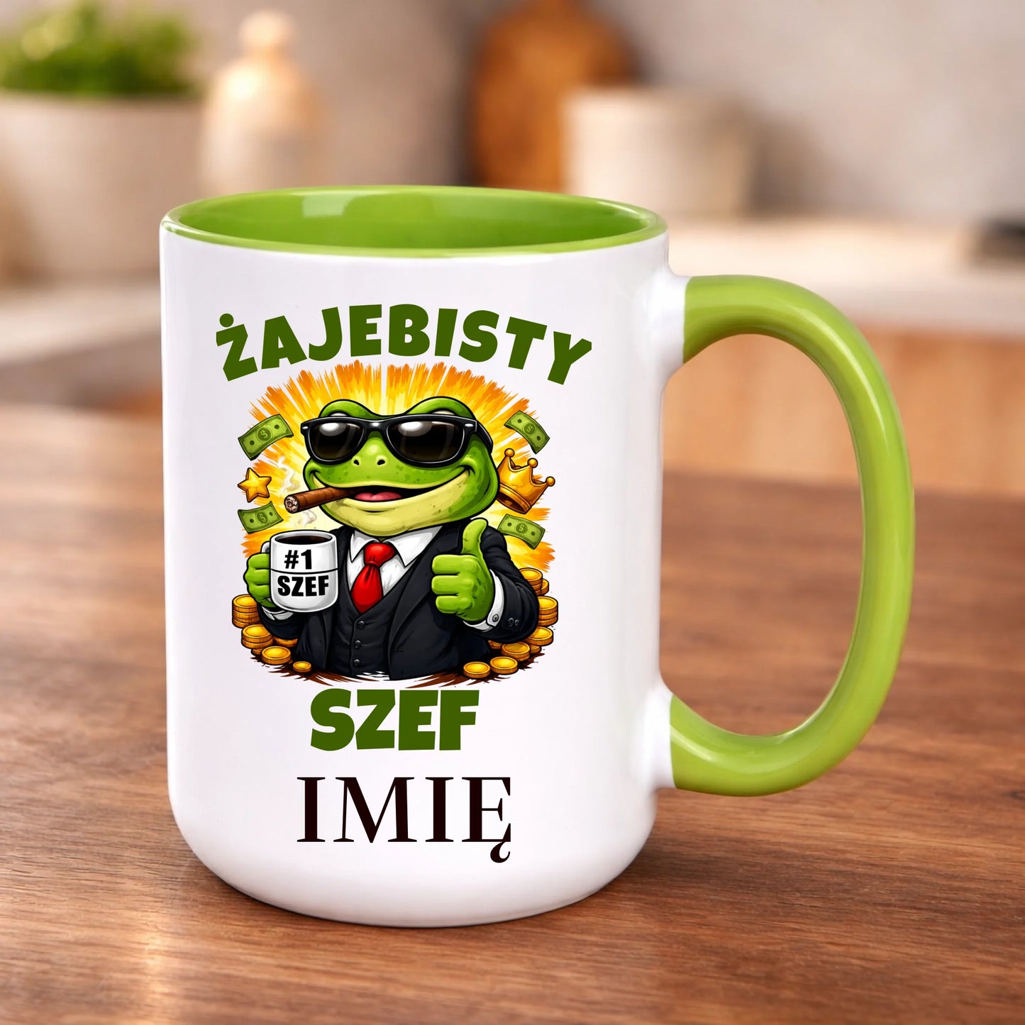 kubek z własnym nadrukiem 440ml personalizowane prezenty pl zielony
