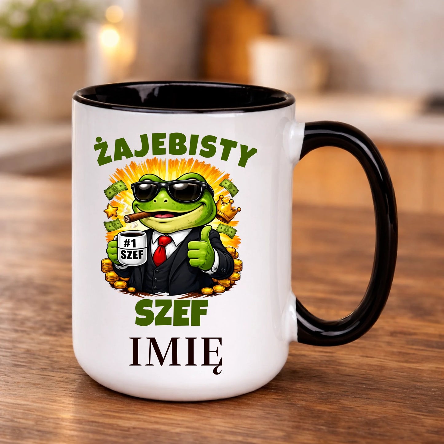 kubek z własnym nadrukiem 440ml personalizowane prezenty pl czarny
