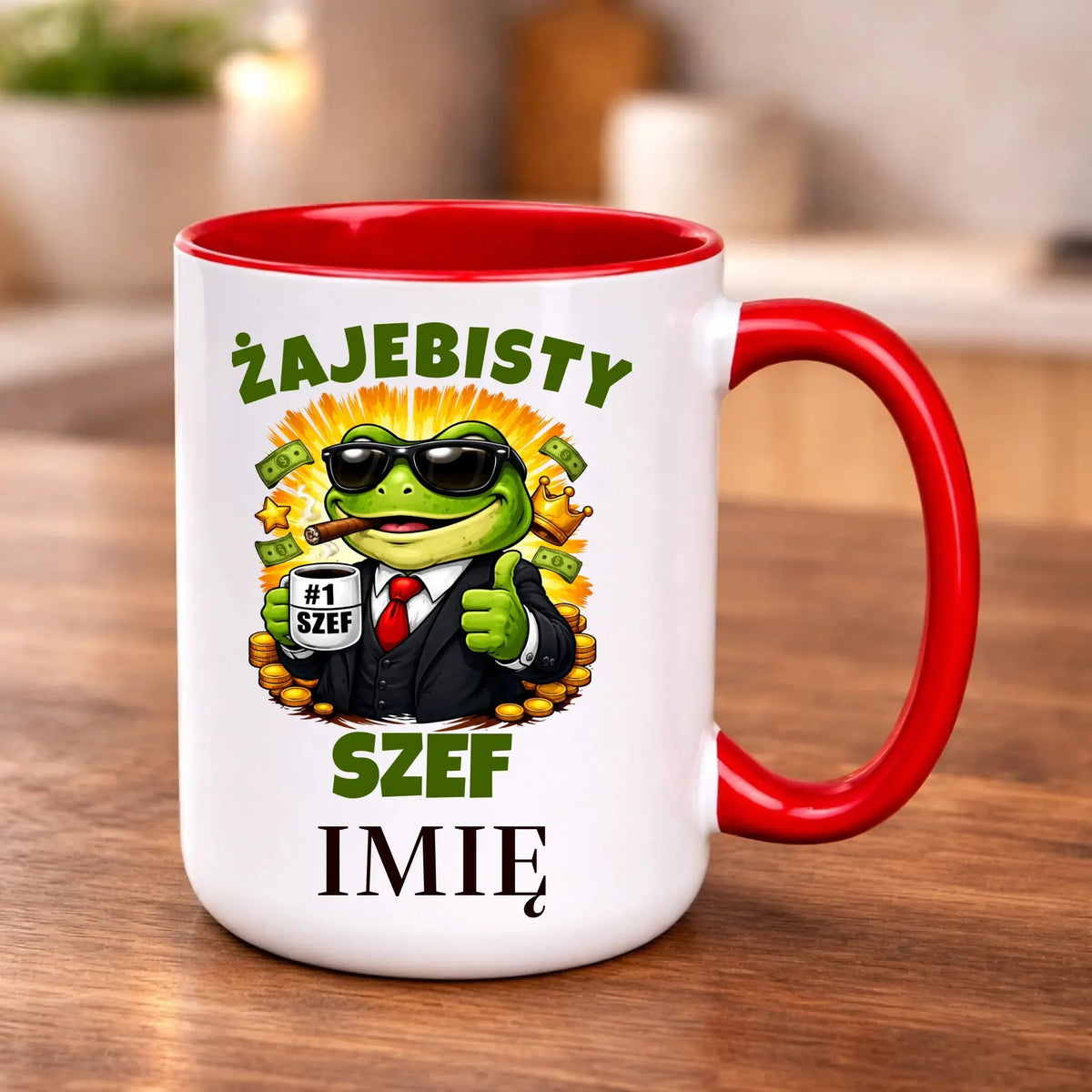 kubek z własnym nadrukiem 440ml personalizowane prezenty pl czerwony