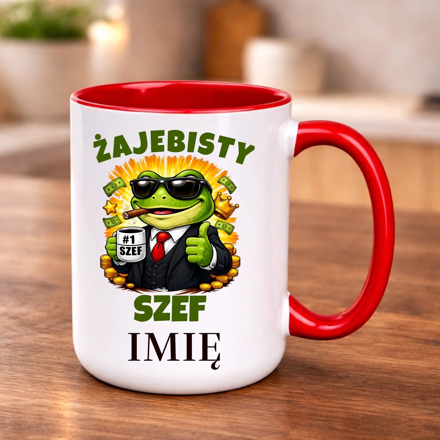 kubek z własnym nadrukiem 440ml personalizowane prezenty pl czerwony
