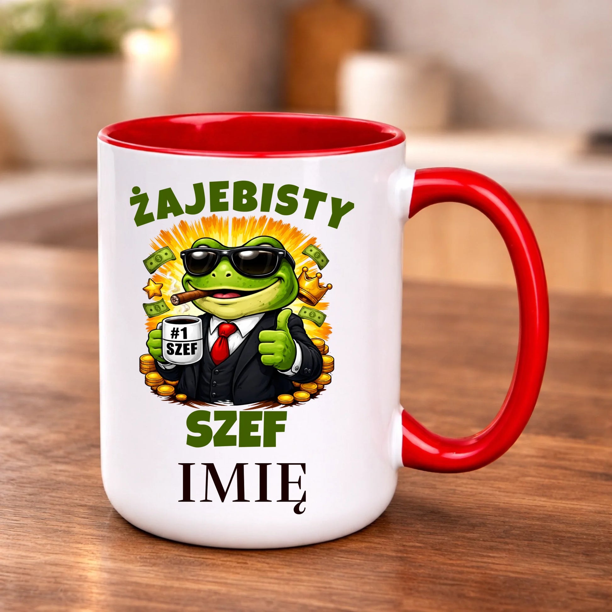 kubek z własnym nadrukiem 440ml personalizowane prezenty pl czerwony