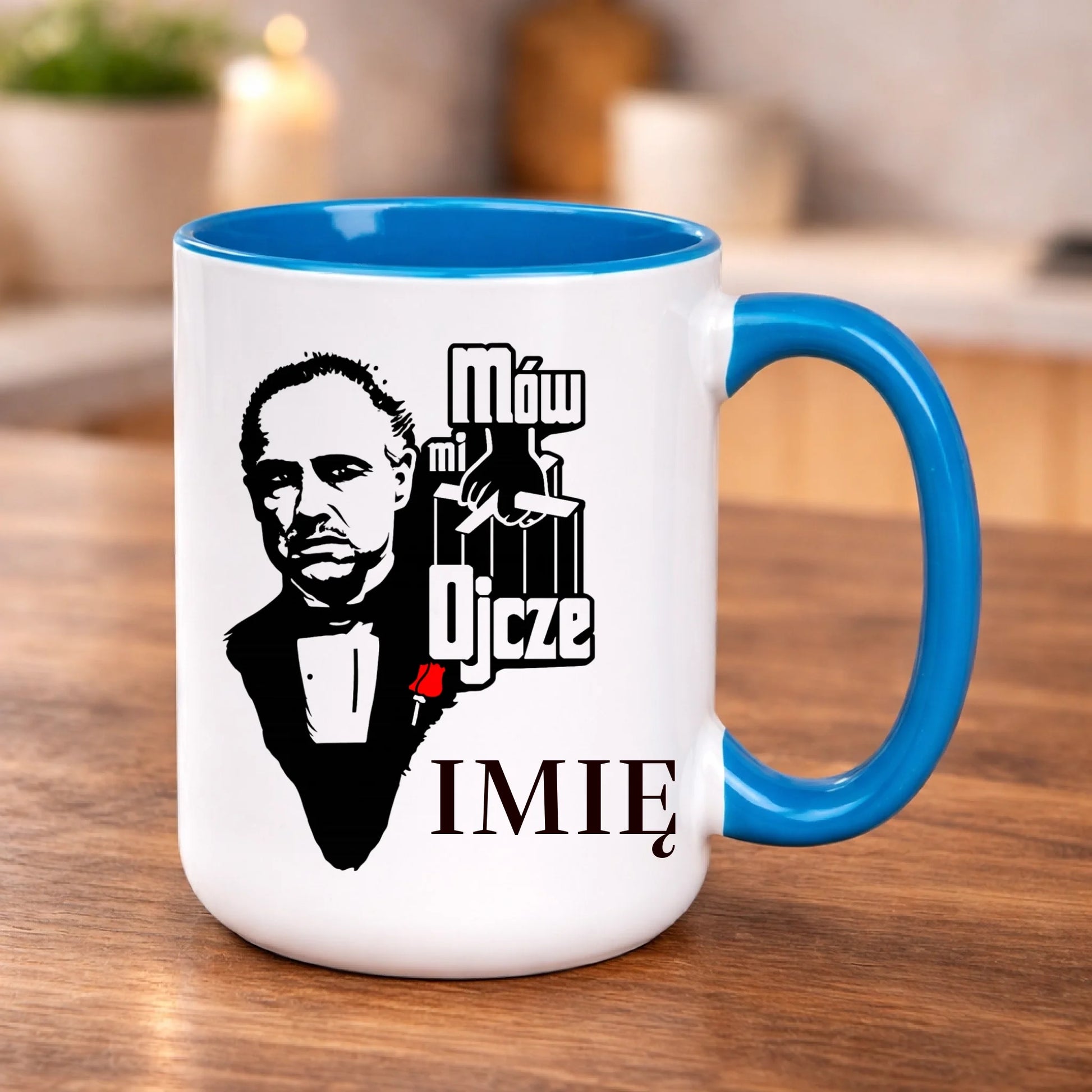 kubek z własnym nadrukiem 440ml personalizowane prezenty pl niebieski