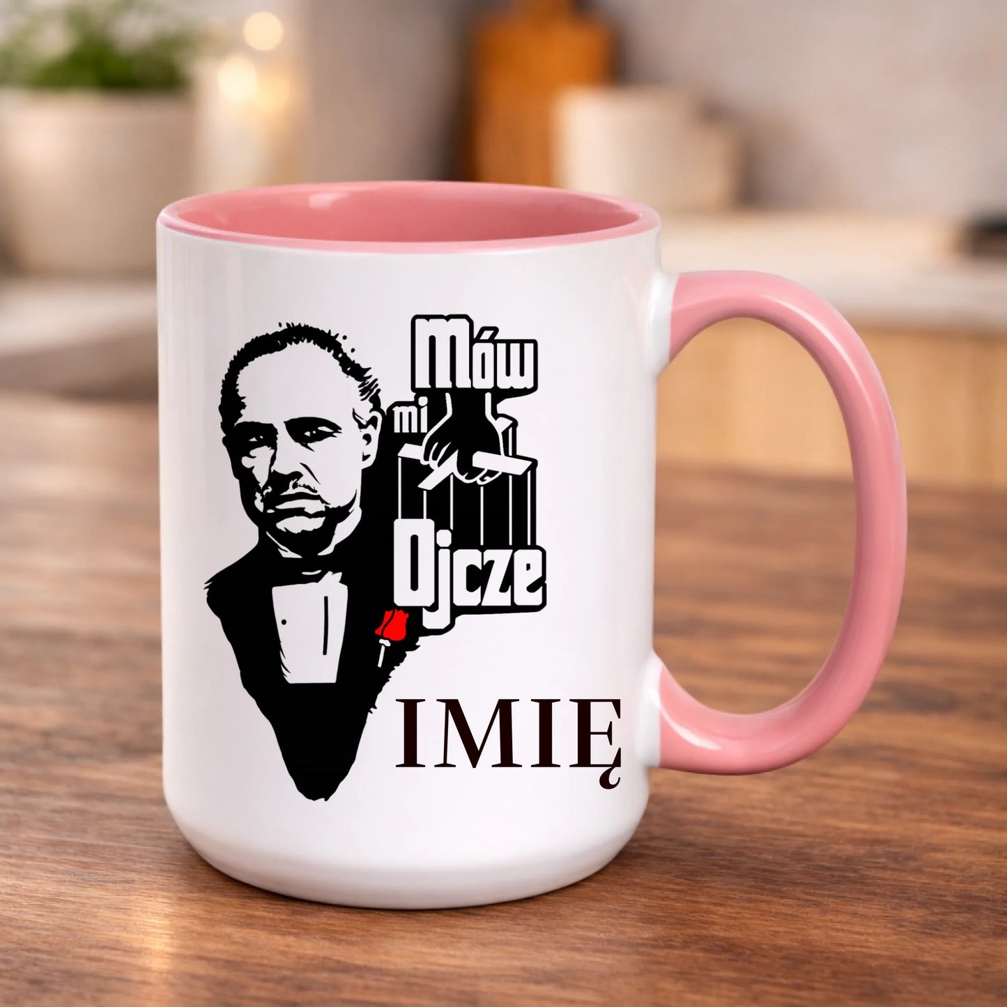 kubek z własnym nadrukiem 440ml personalizowane prezenty pl różowy