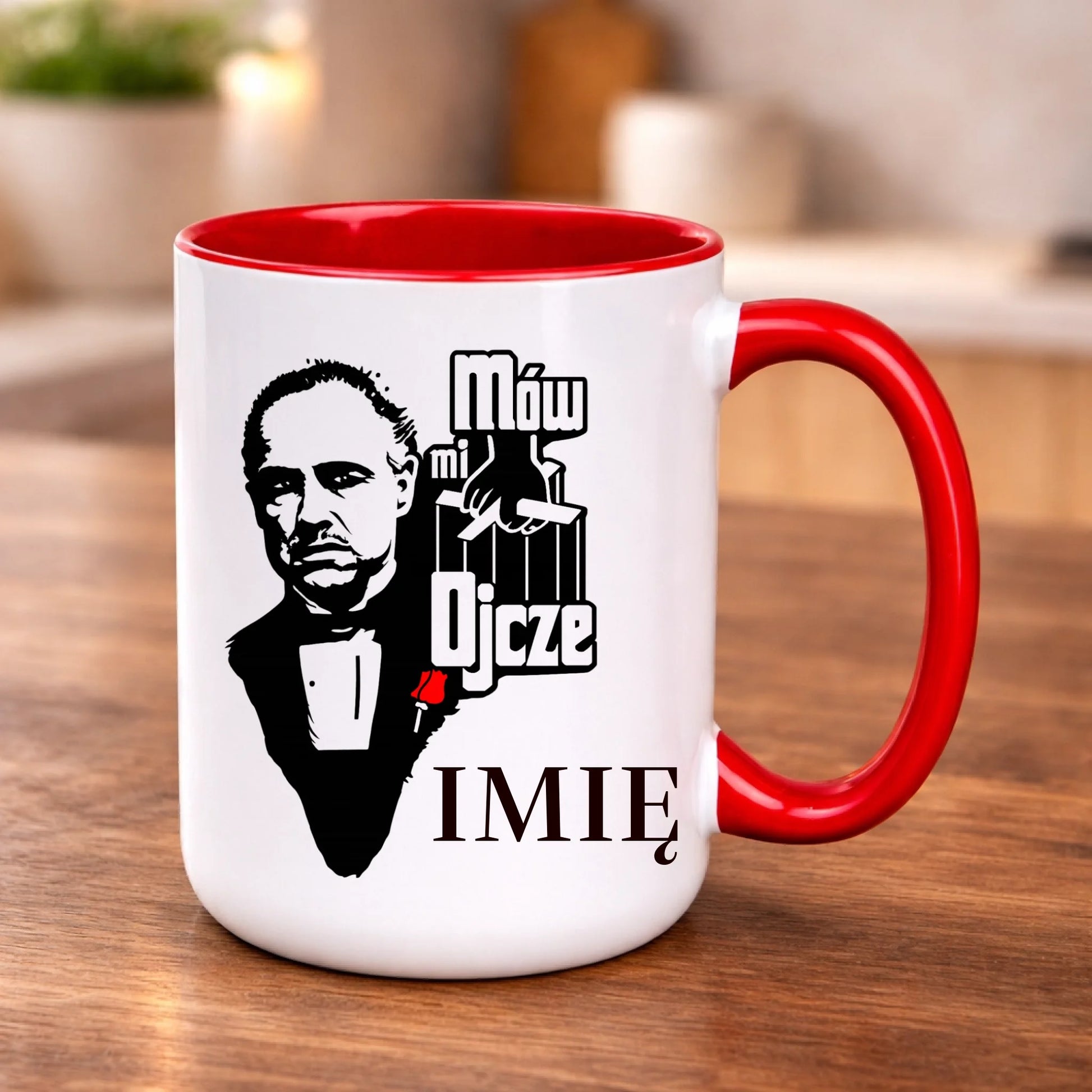 kubek z własnym nadrukiem 440ml personalizowane prezenty pl czerwony
