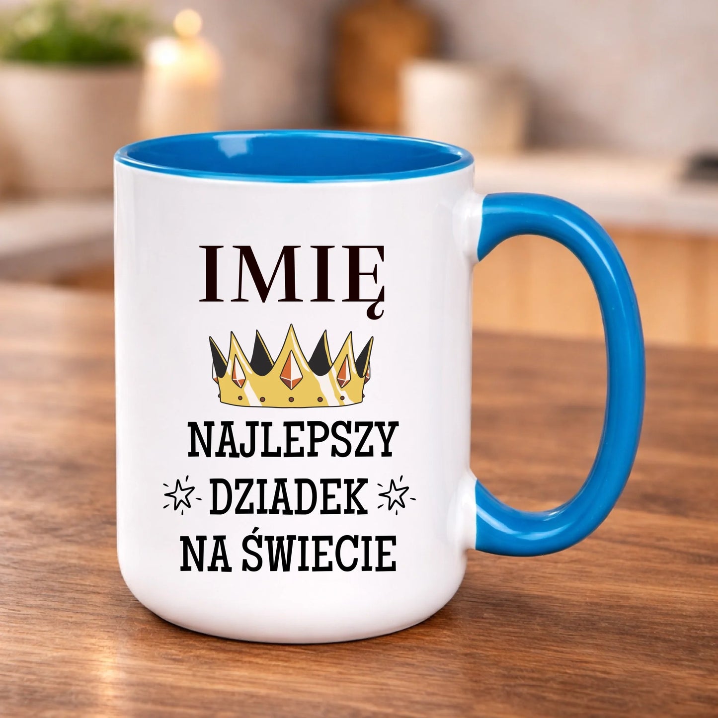 kubek z własnym nadrukiem 440ml personalizowane prezenty pl niebieski