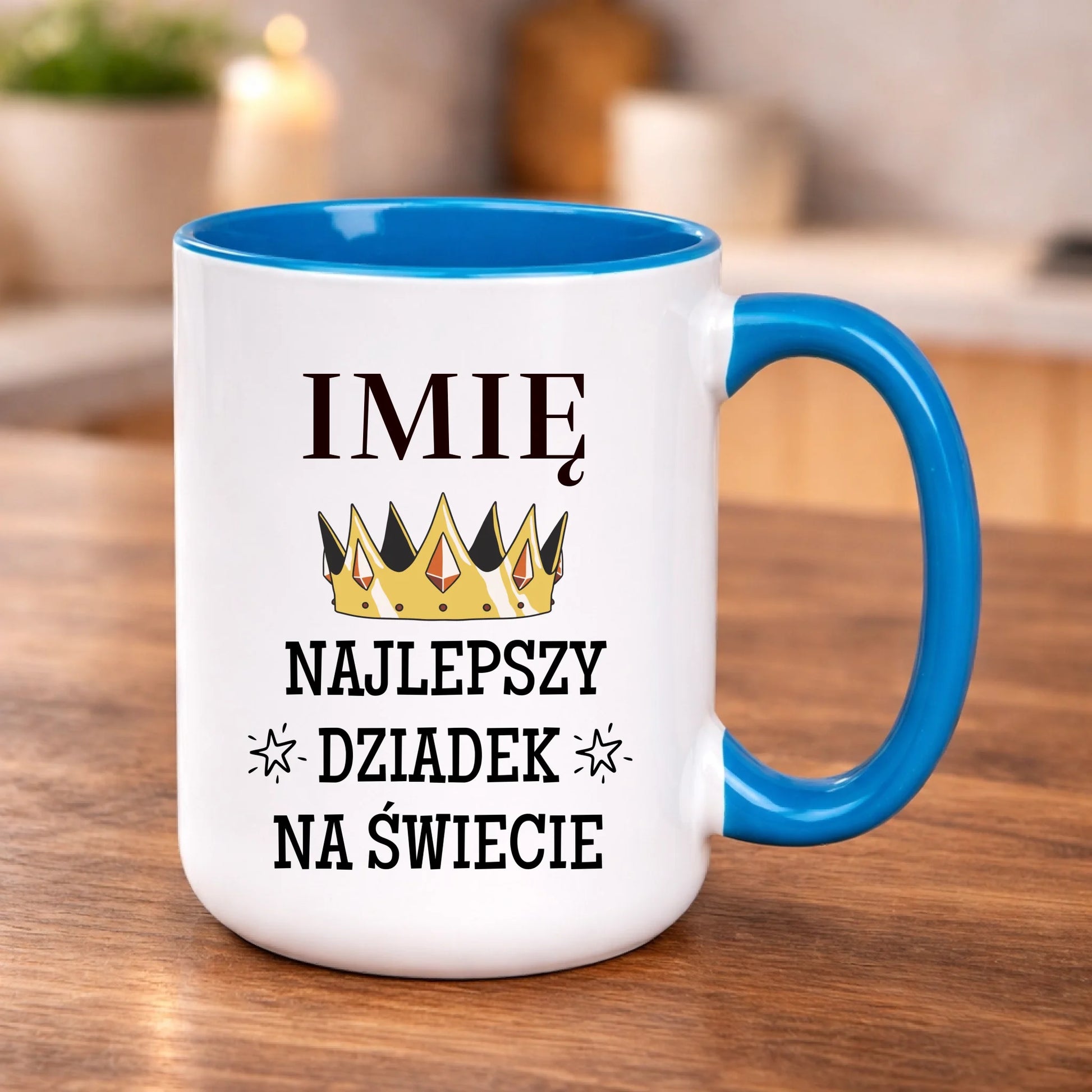 kubek z własnym nadrukiem 440ml personalizowane prezenty pl niebieski