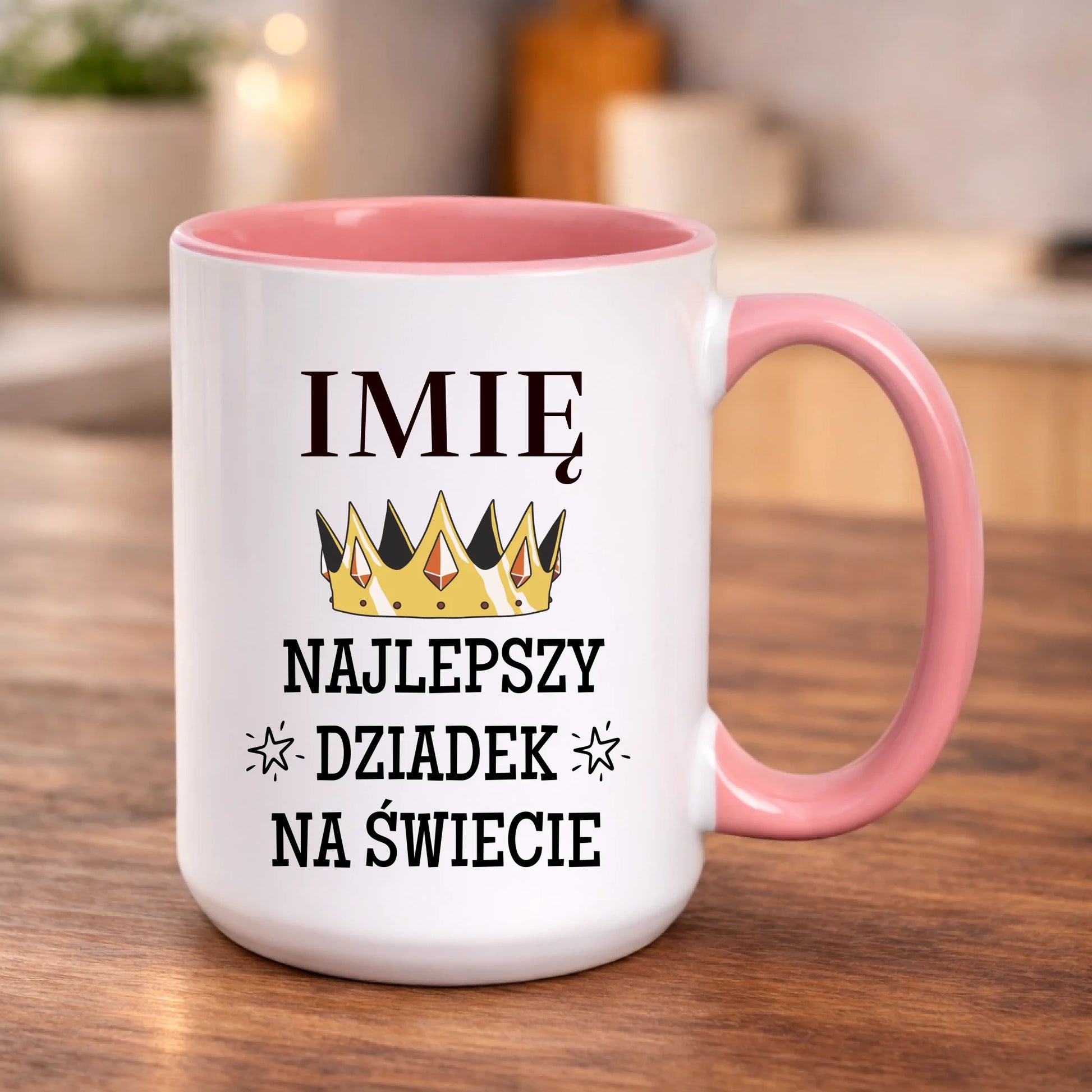 kubek z własnym nadrukiem 440ml personalizowane prezenty pl różowy