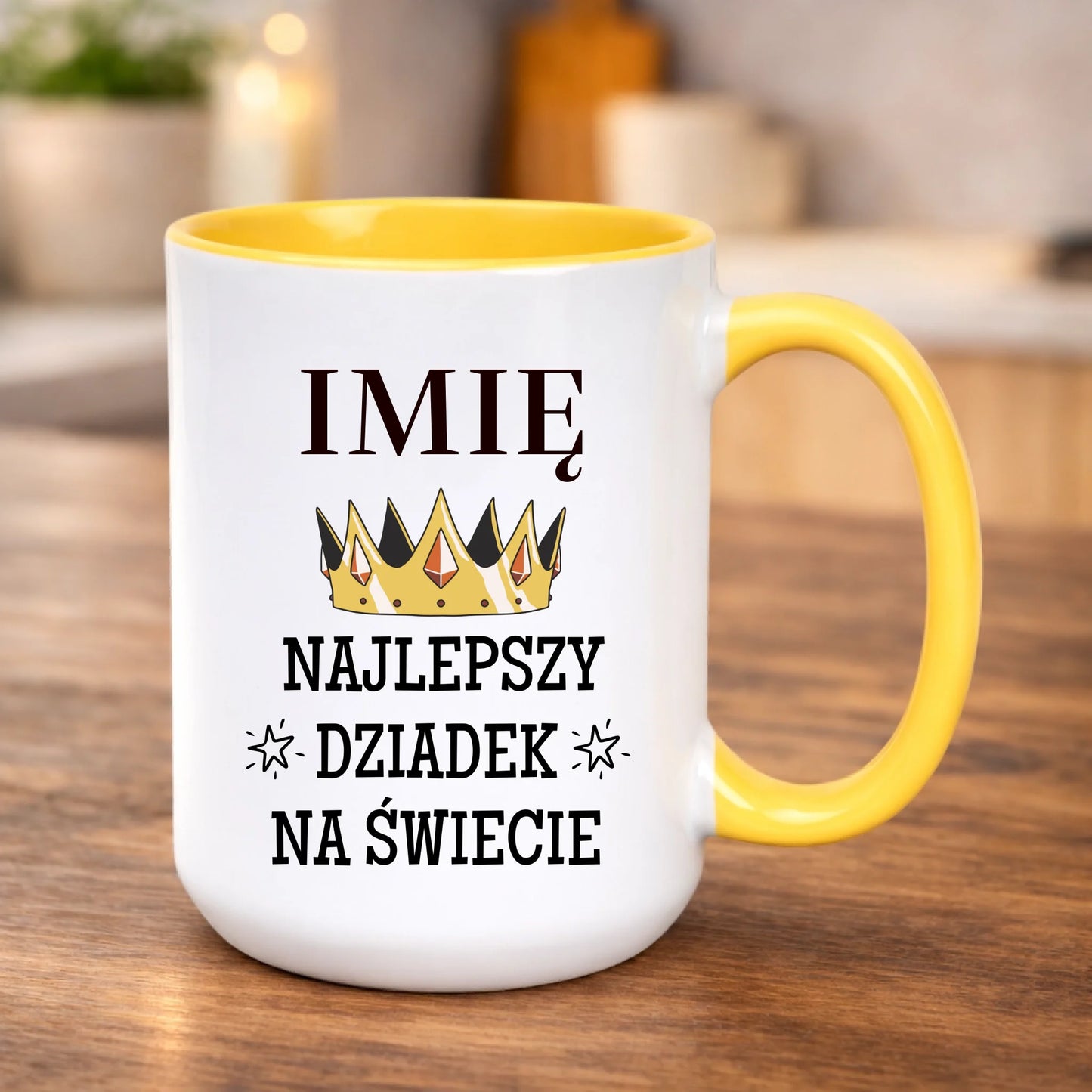 kubek z własnym nadrukiem 440ml personalizowane prezenty pl żółty
