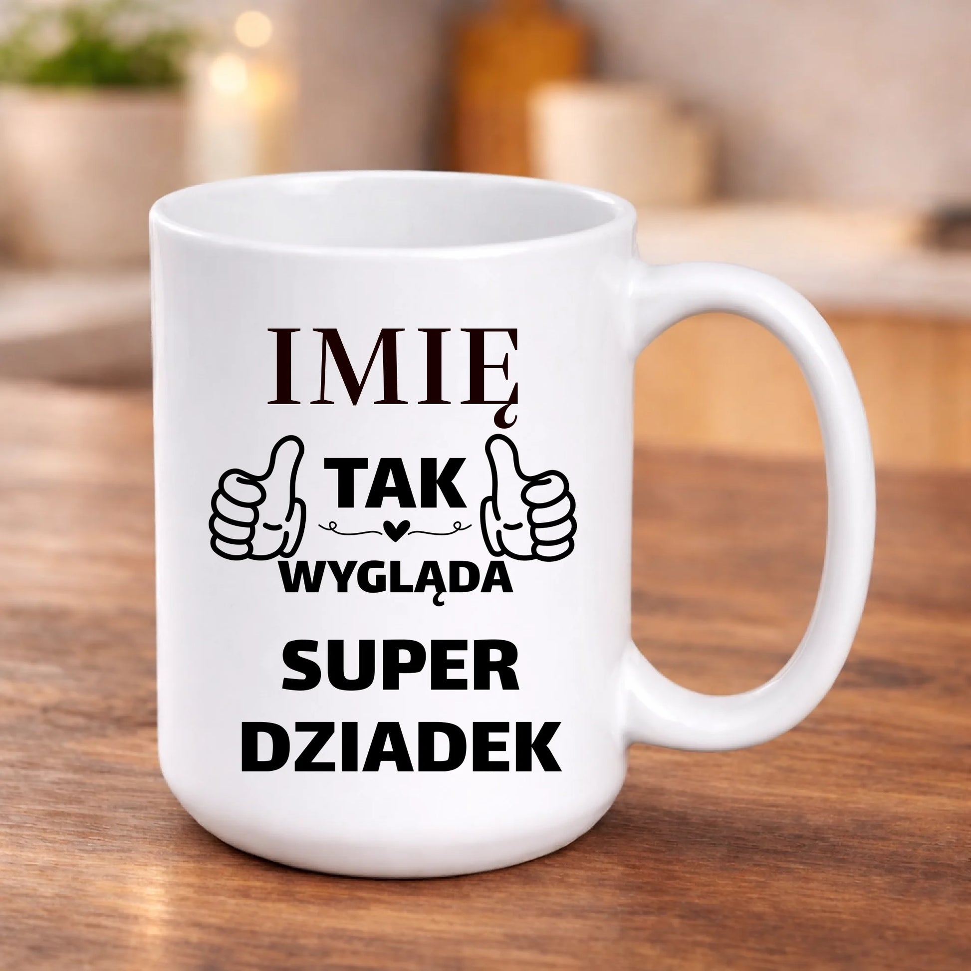kubek z własnym nadrukiem 440ml personalizowane prezenty pl bialy