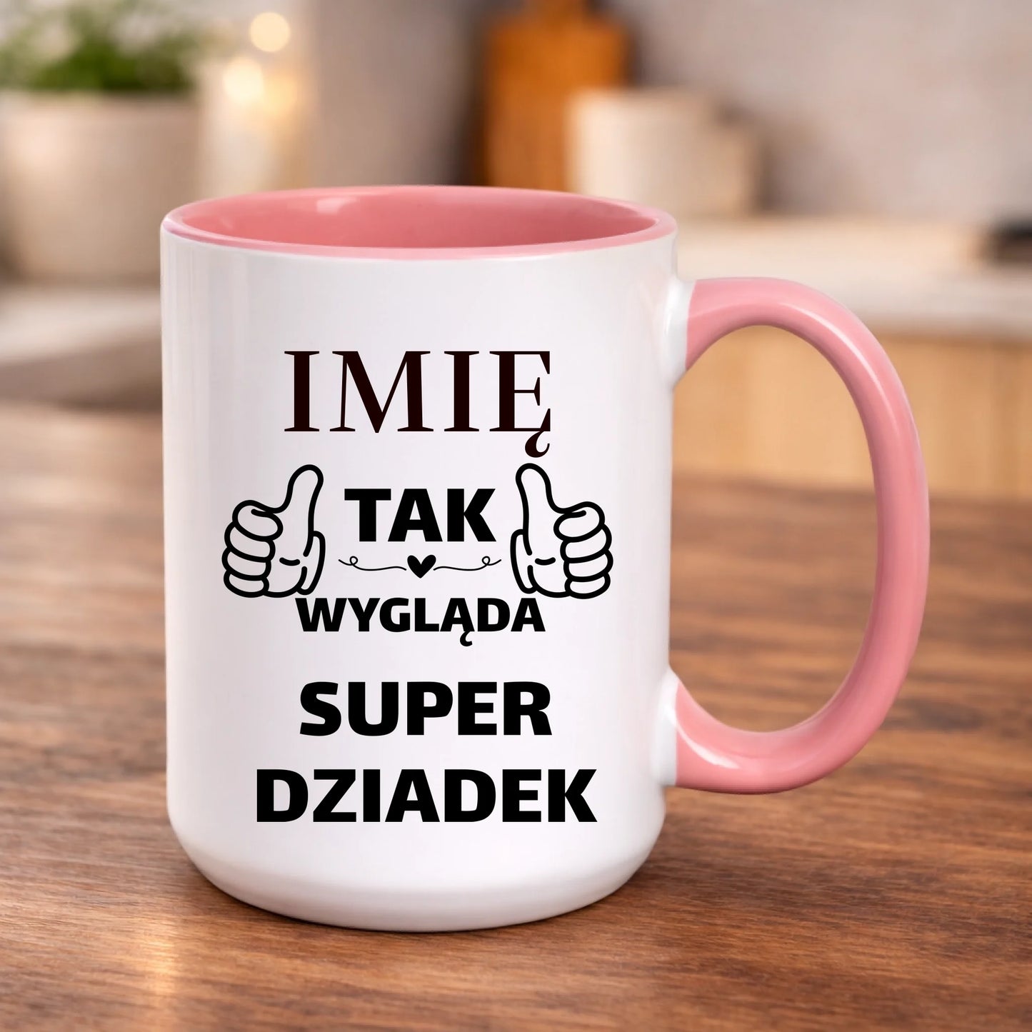 kubek z własnym nadrukiem 440ml personalizowane prezenty pl różowy