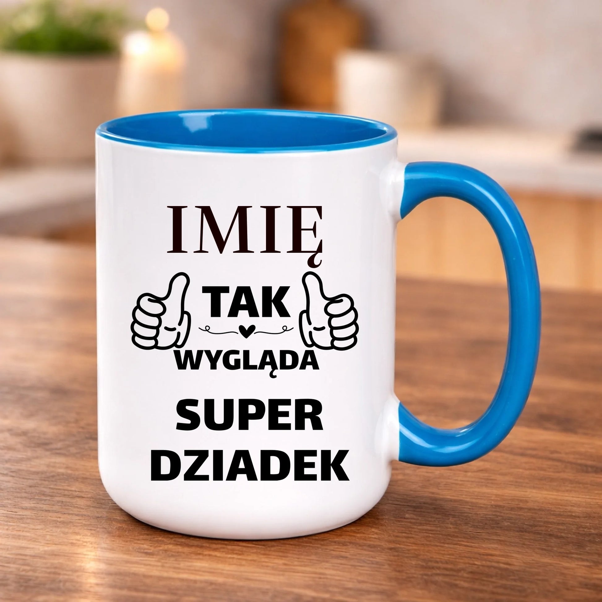 kubek z własnym nadrukiem 440ml personalizowane prezenty pl niebieski