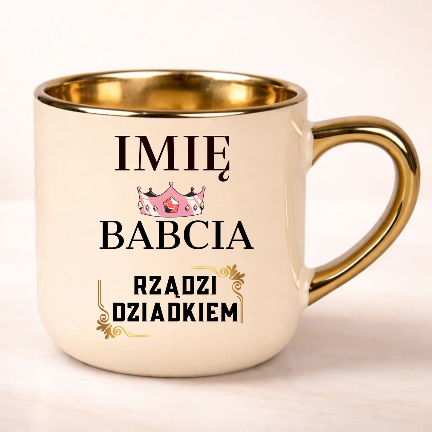kubek personalizowany z nadrukiem 400ml kremowy
