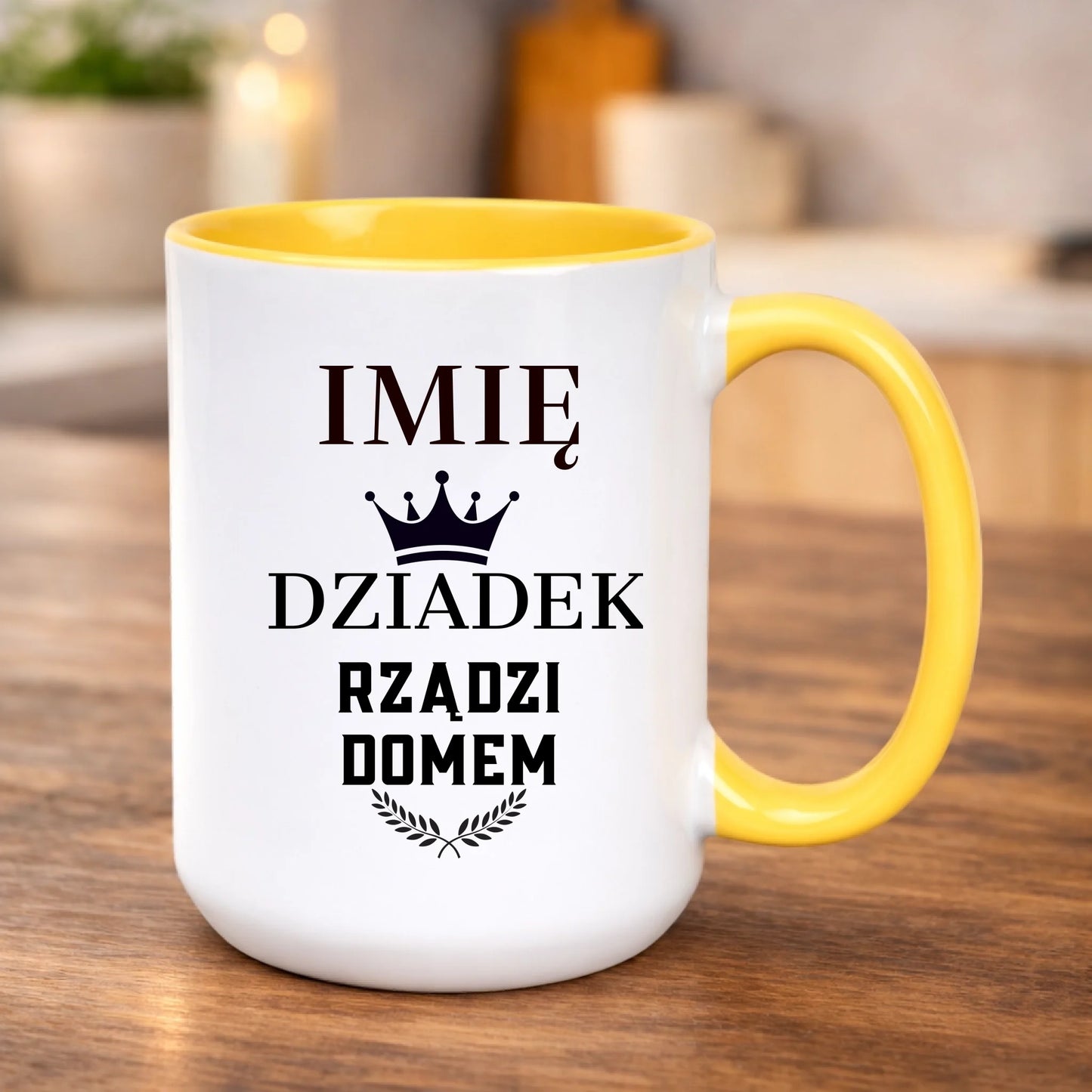 kubek z własnym nadrukiem 440ml personalizowane prezenty pl żółty