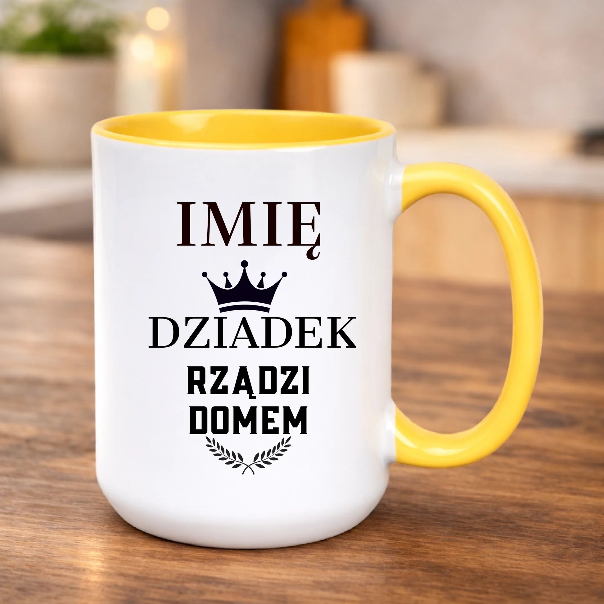 kubek z własnym nadrukiem 440ml personalizowane prezenty pl żółty