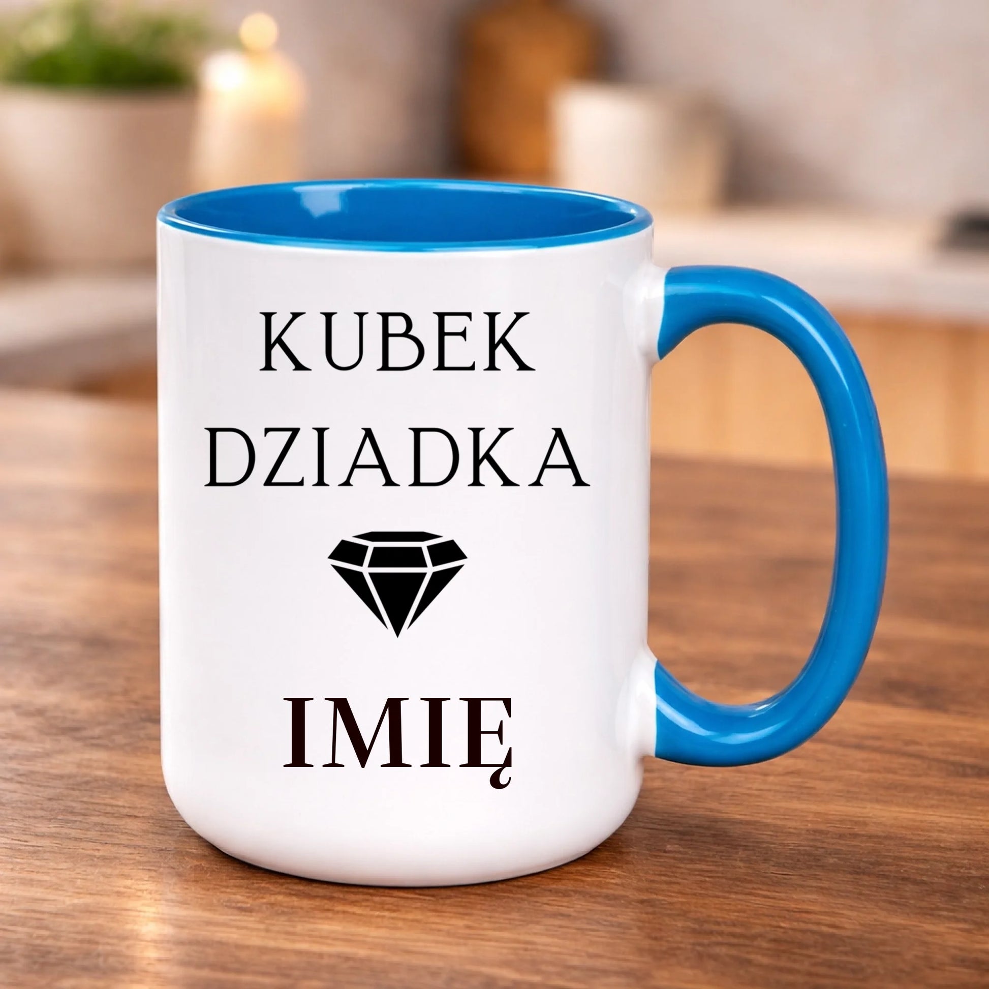 kubek z własnym nadrukiem 440ml personalizowane prezenty pl niebieski