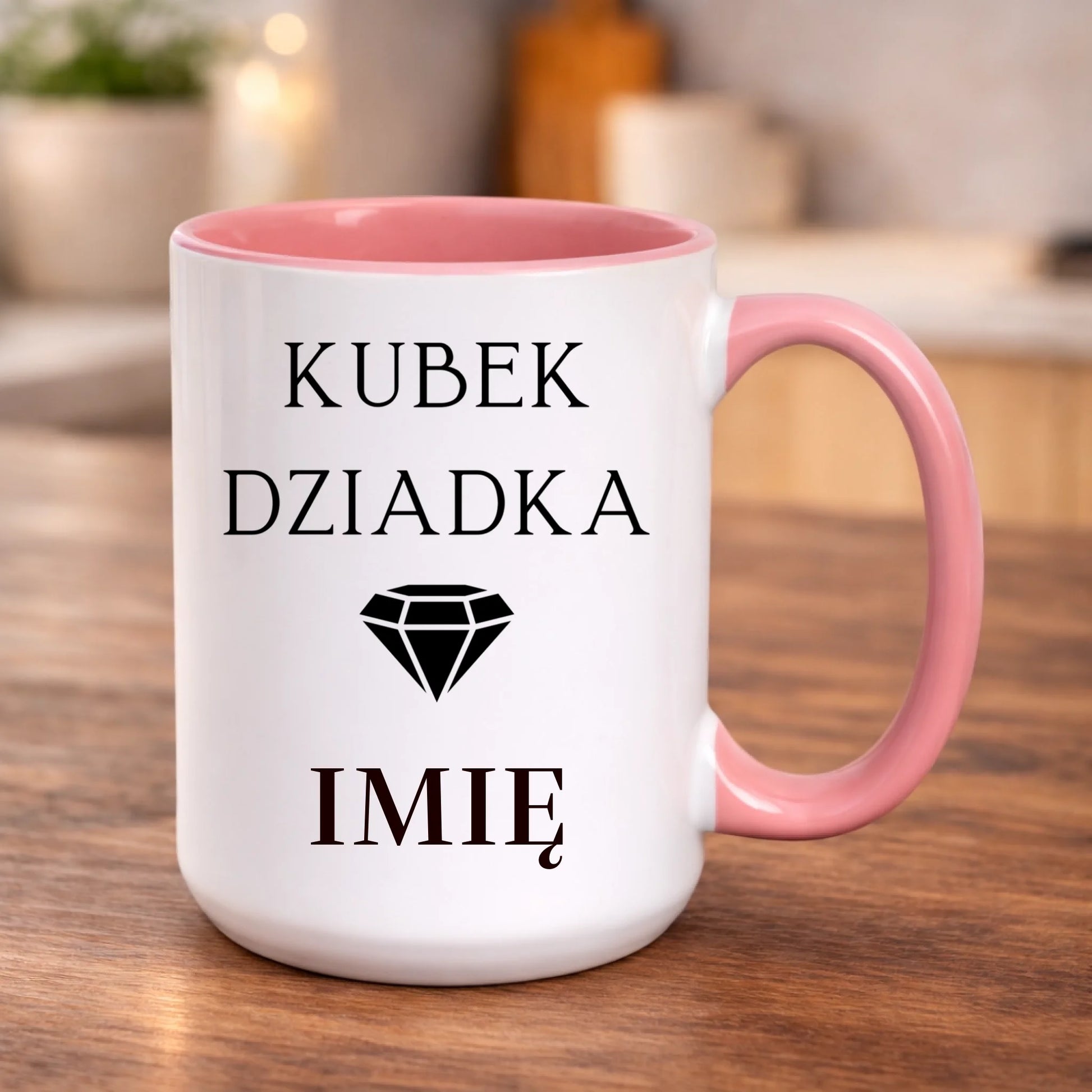kubek z własnym nadrukiem 440ml personalizowane prezenty pl różowy