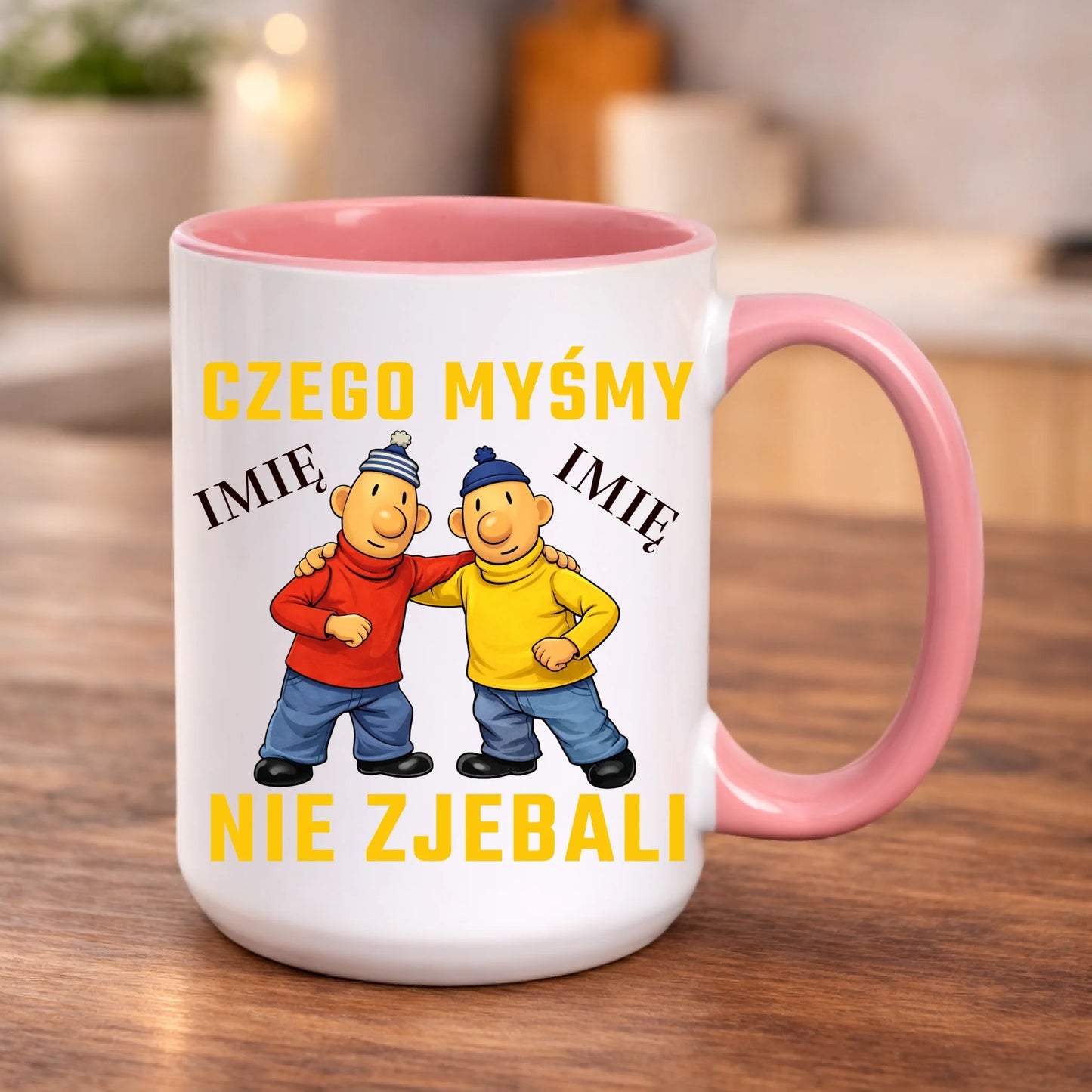 kubek z własnym nadrukiem 440ml personalizowane prezenty pl różowy