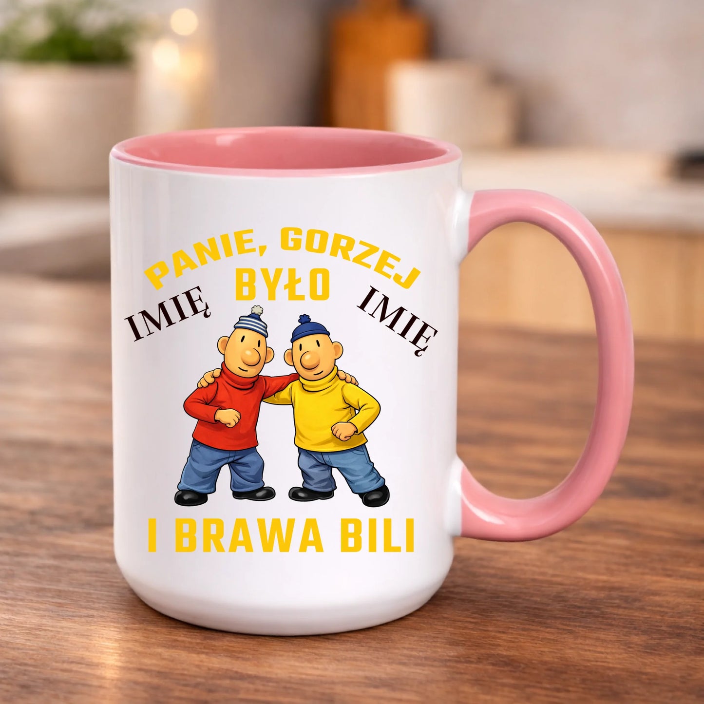 kubek z własnym nadrukiem 440ml personalizowane prezenty pl różowy
